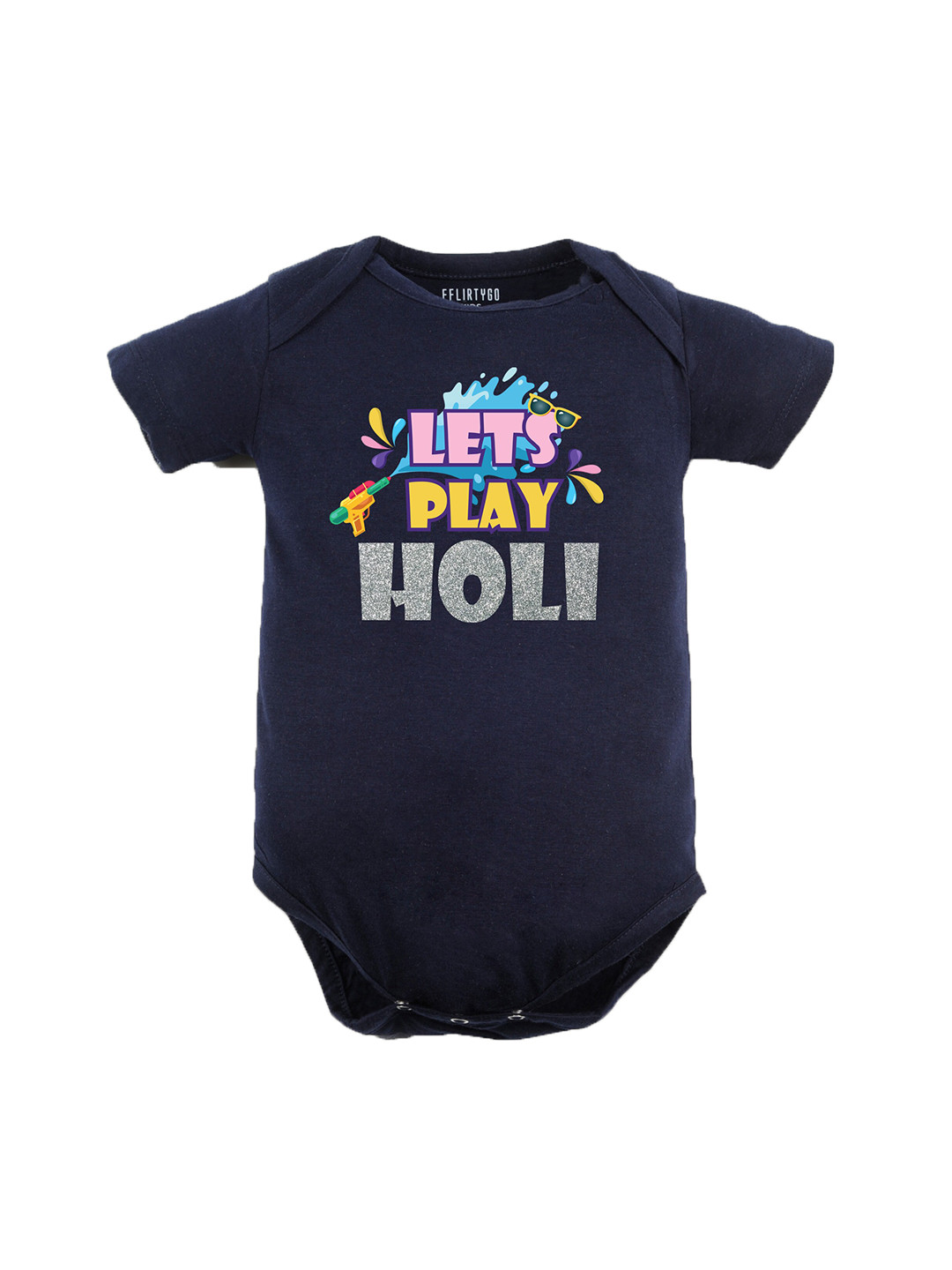 

FFLIRTYGO Infants Printed Envelop Neck Cotton Bodysuit, Navy blue