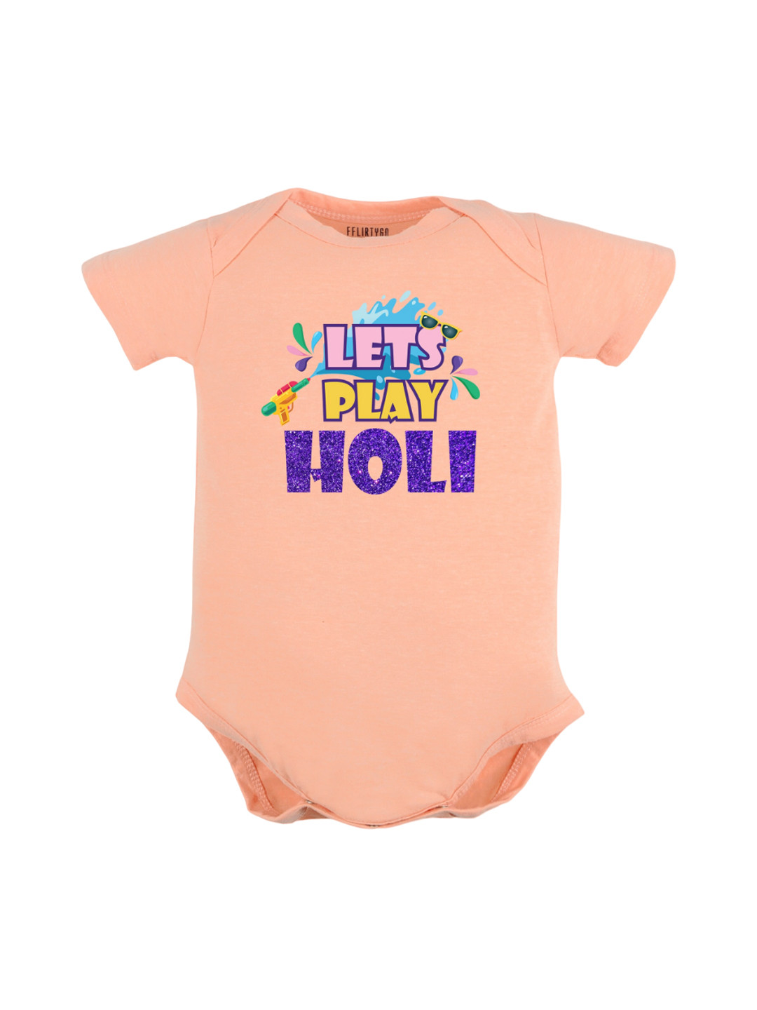 

FFLIRTYGO Infants Typography Printed Cotton Bodysuit, Peach