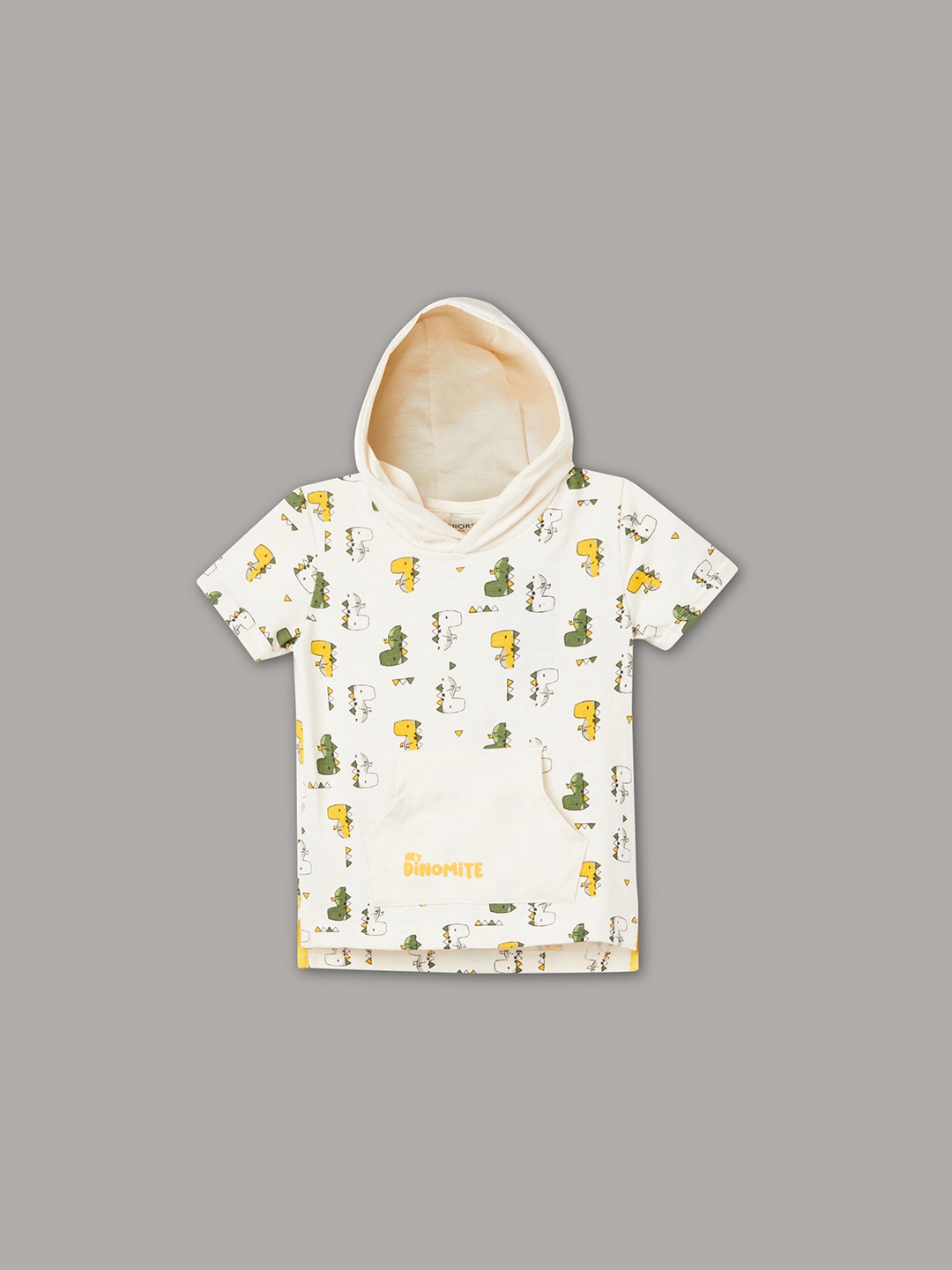 Juniors by Lifestyle Boys Conversational Printed Hooded T-shirt, Cream