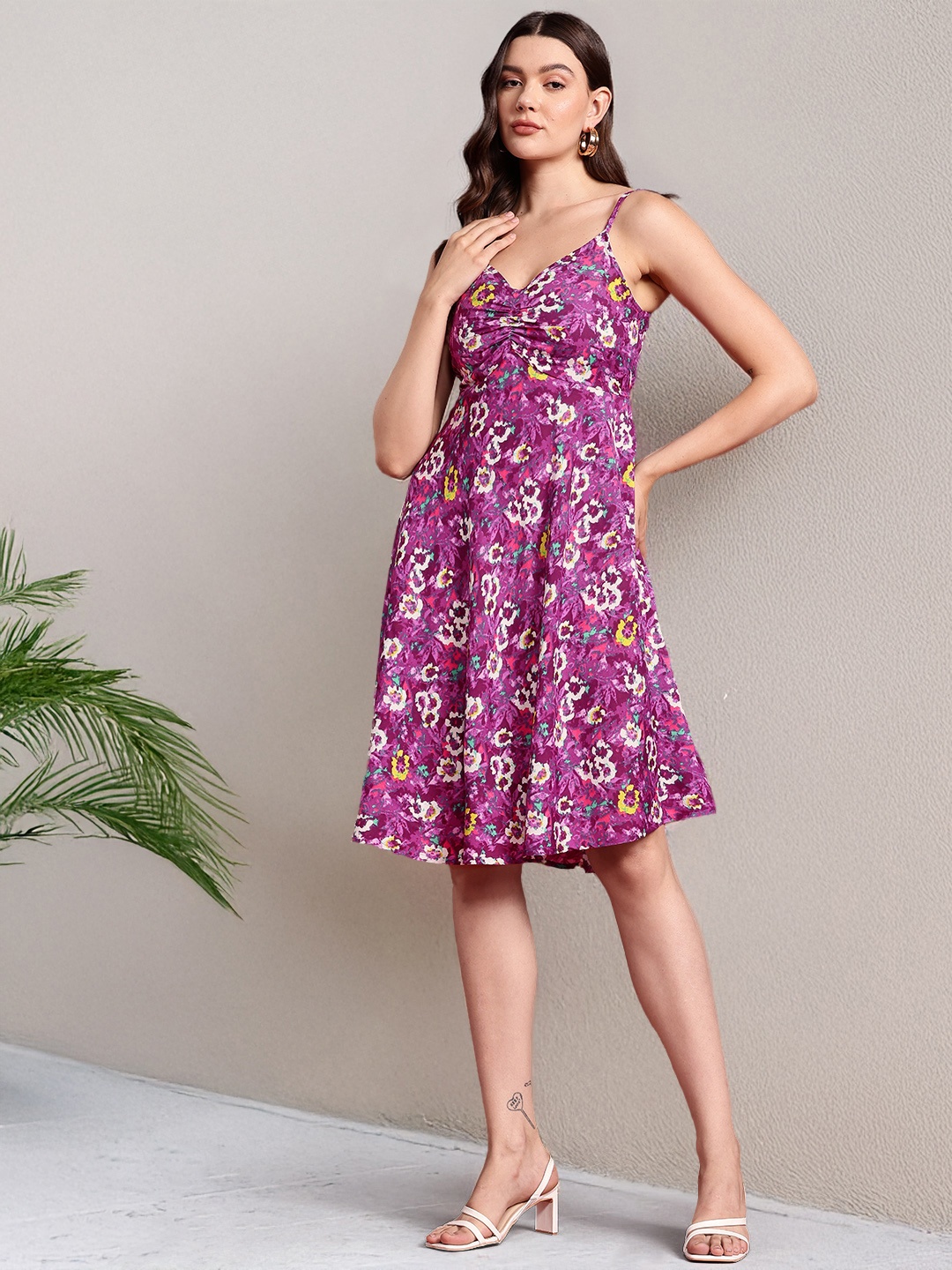 

all about you Floral Print Empire Dress, Purple