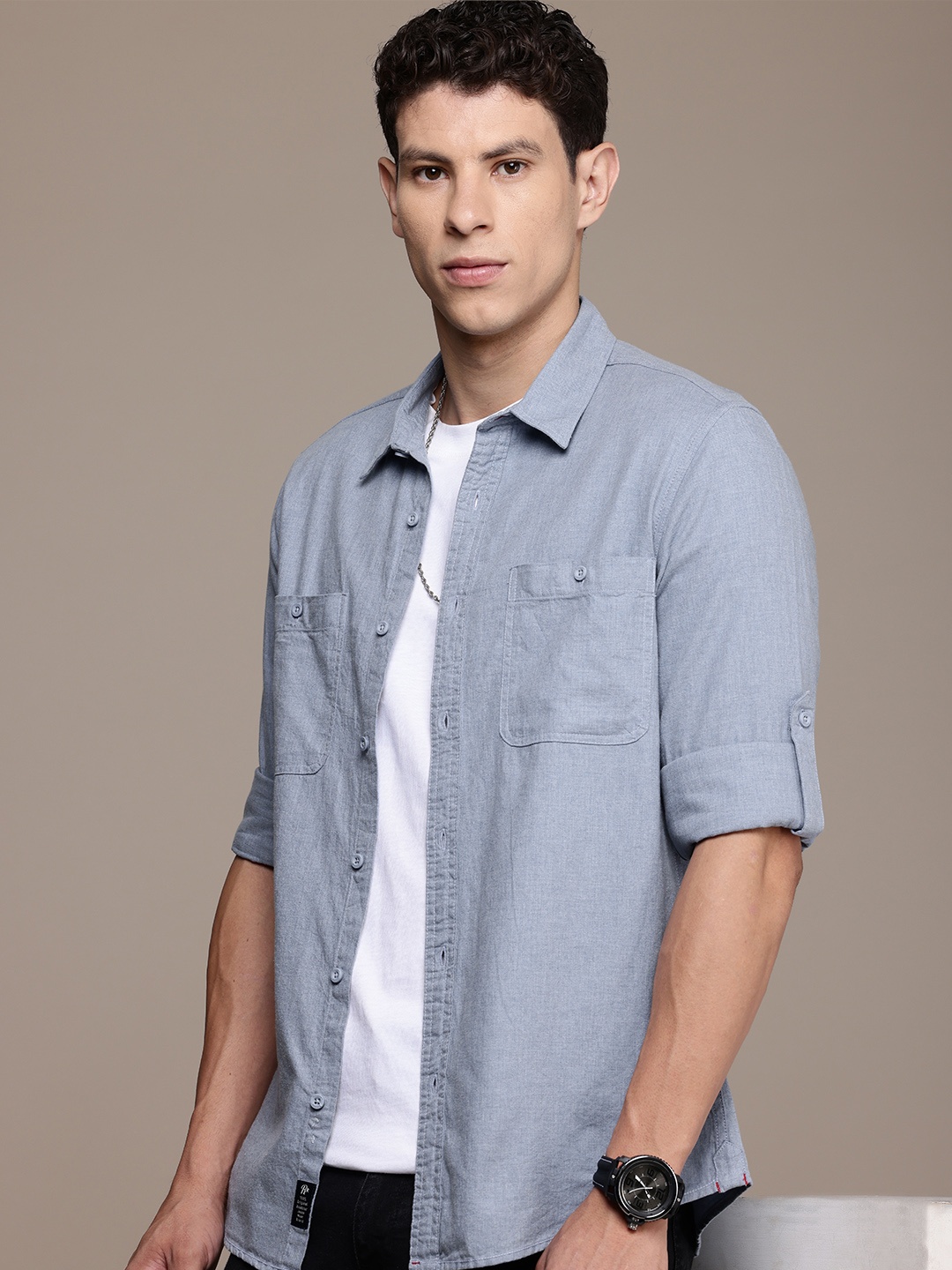 

The Roadster Life Co. Pure Cotton Casual Shirt, Blue