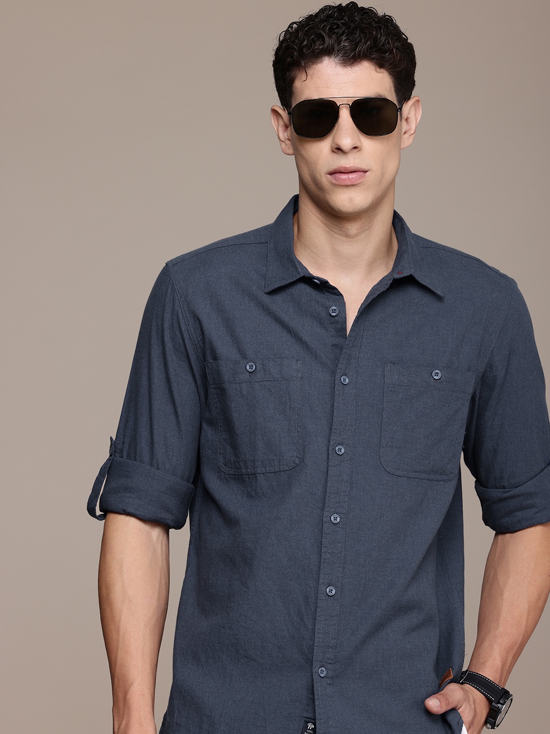 

The Roadster Life Co. Pure Cotton Casual Shirt, Blue