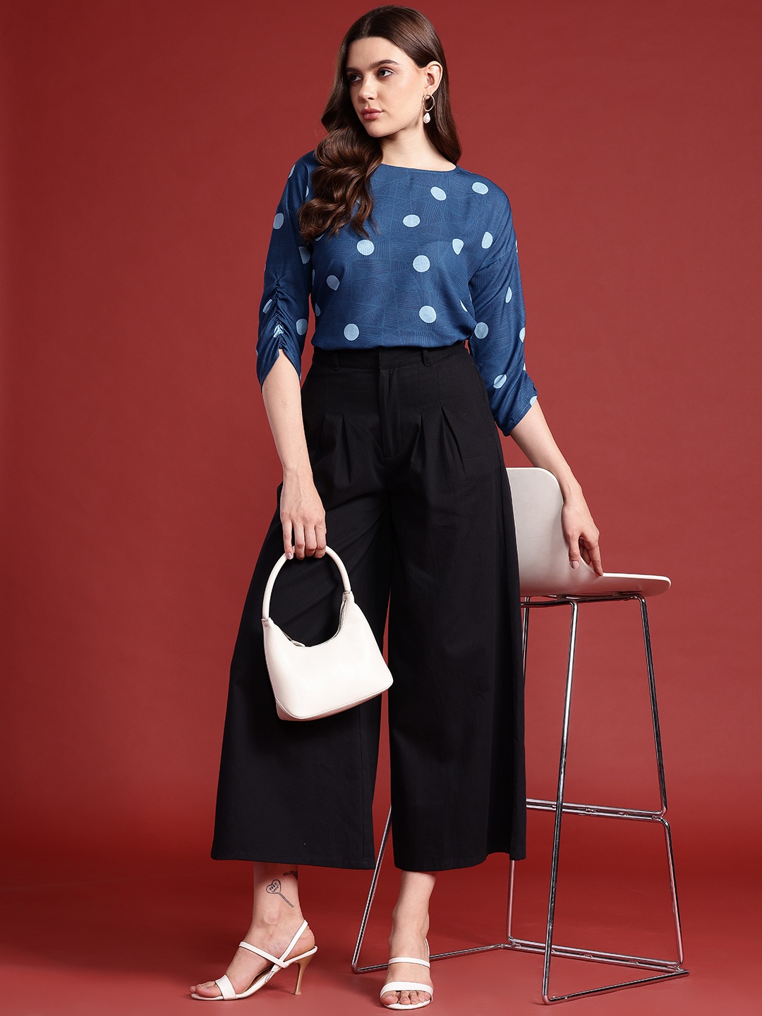 

all about you Polka Dot Print Top, Blue