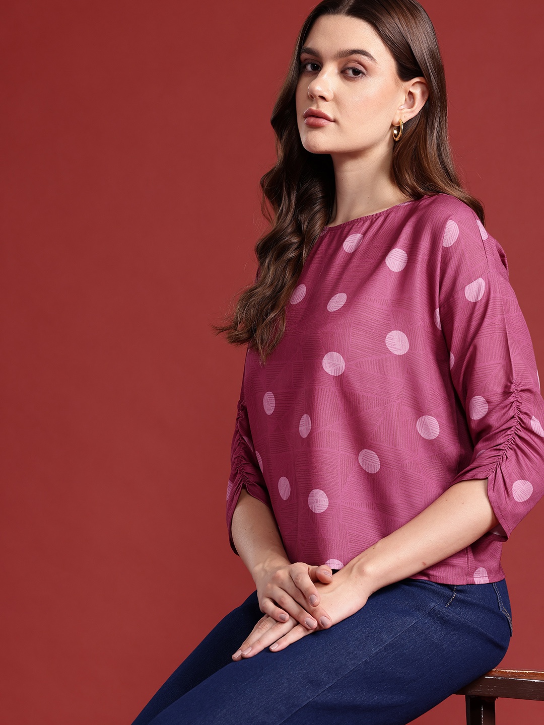 

all about you Polka Dot Print Top, Pink