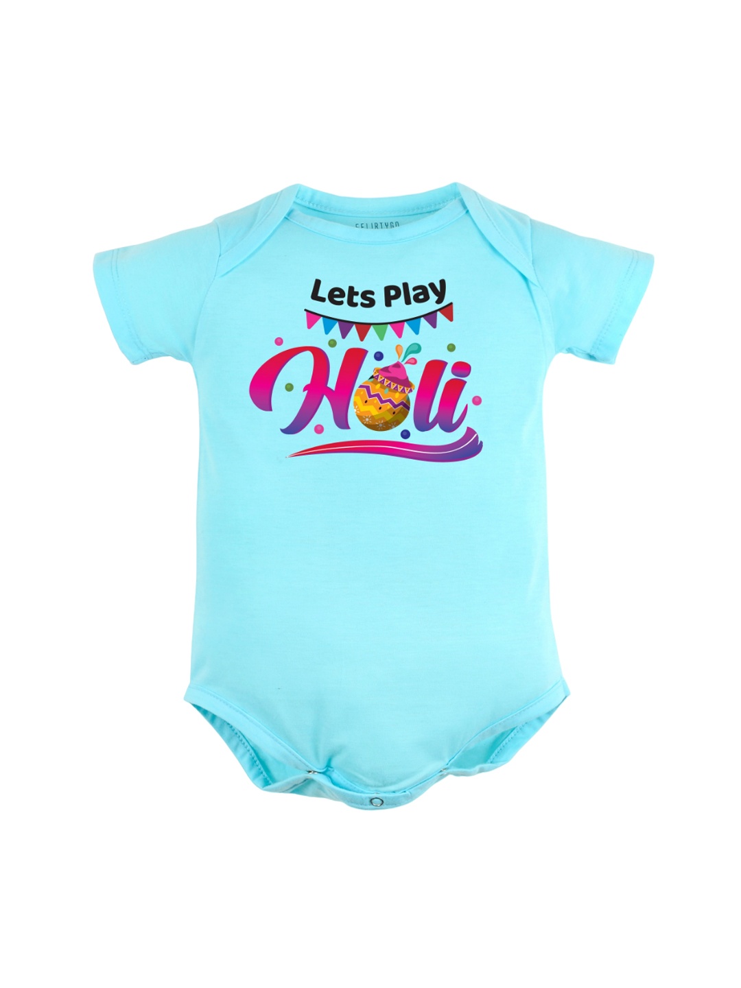 

FFLIRTYGO Infants Holi Printed Pure Cotton Bodysuit, Turquoise blue
