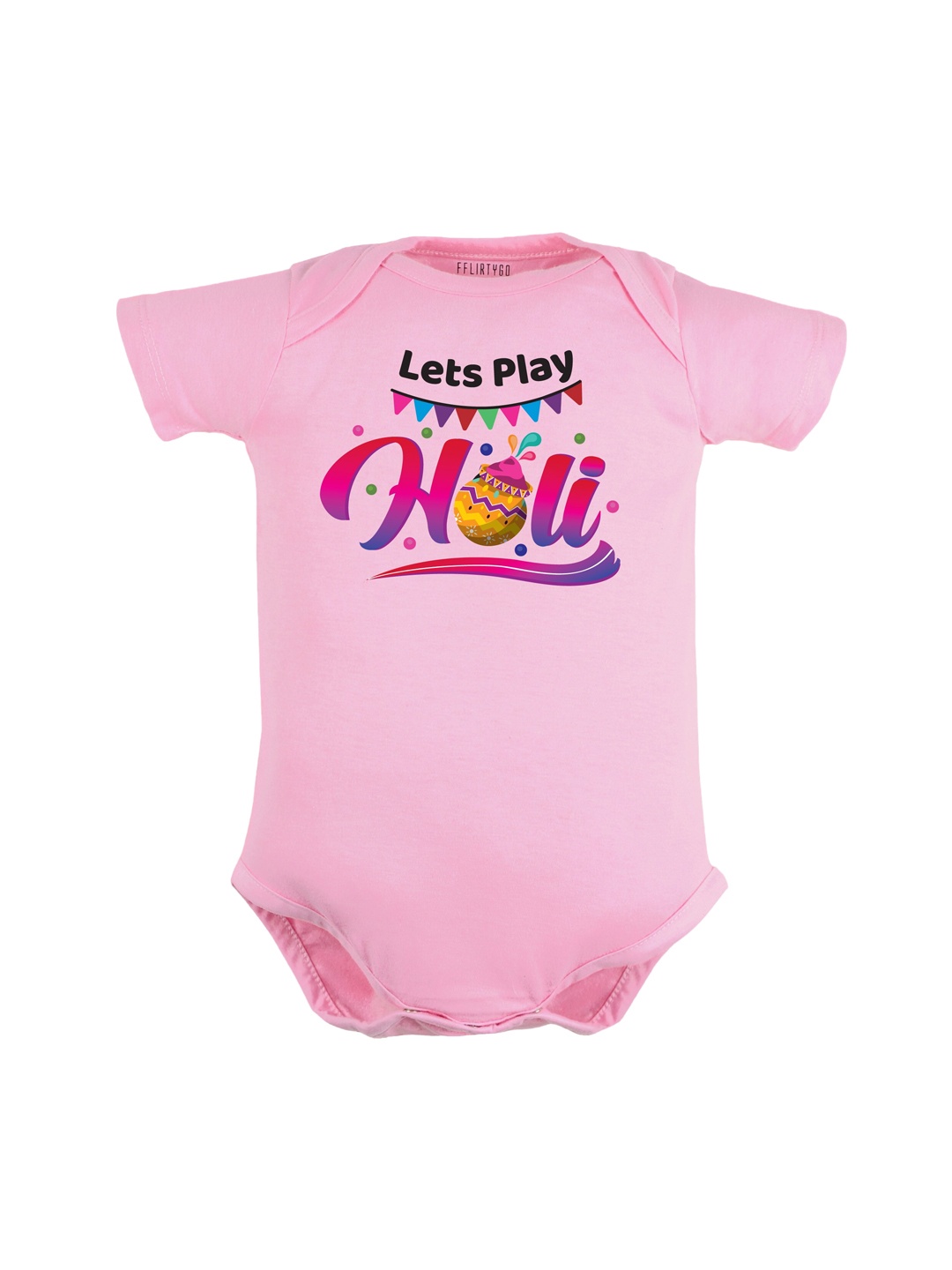 

FFLIRTYGO Infants Holi Printed Pure Cotton Bodysuit, Pink