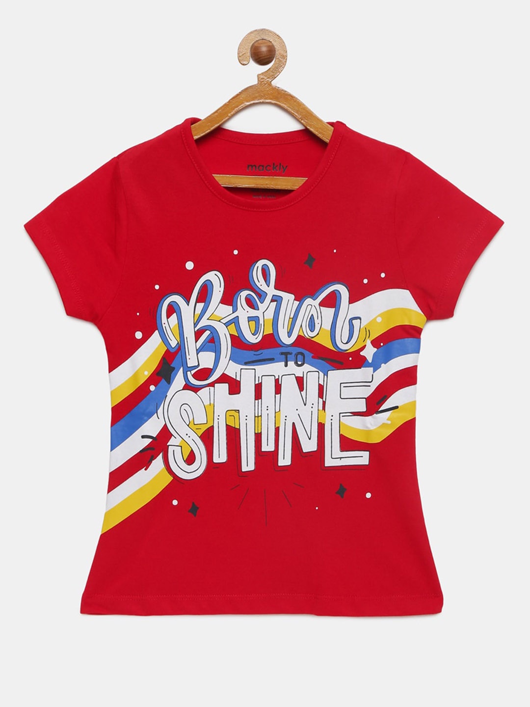 

mackly Girls Typography Printed Lounge Tshirts, Red