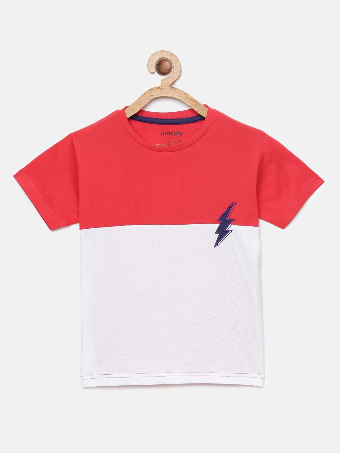 

mackly Boys Colourblocked Pure Cotton Lounge Tshirts, Red