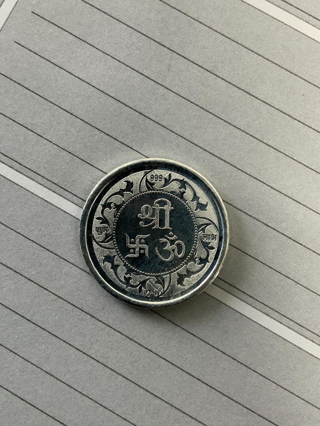 

ABDESIGNS 999 Pure Sterling Silver Shree Lakshmi Ganesh Saraswati Coin- 5 gm