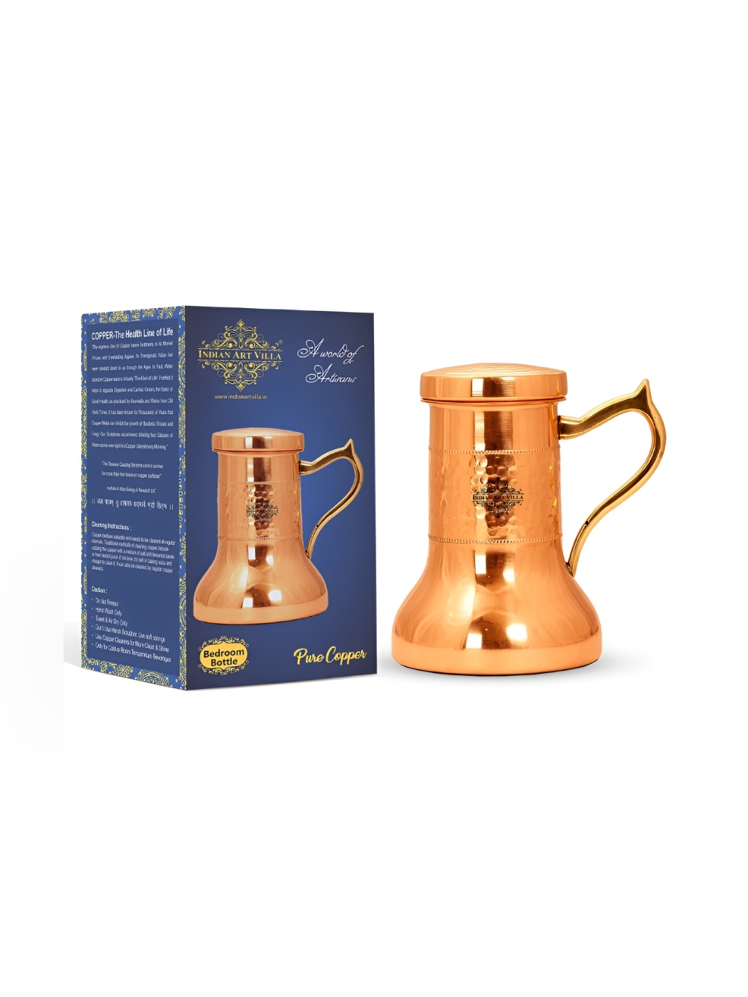 

INDIAN ART VILLA Brown Copper Water Jugs 1.2 L