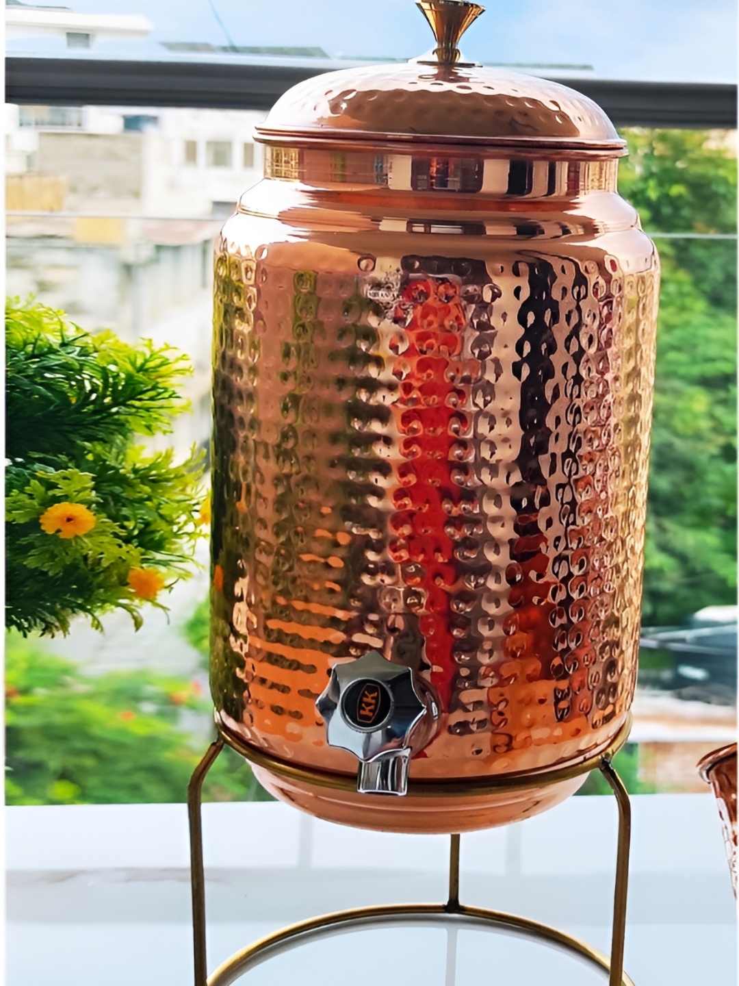 

INDIAN ART VILLA Brown Copper Water Pot 5L