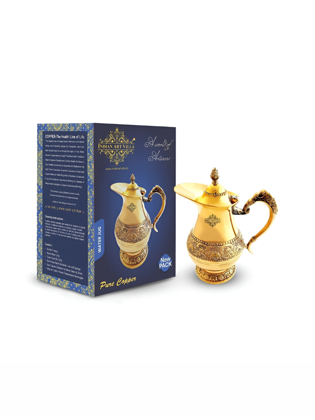 

INDIAN ART VILLA GoldToned Brass Water Jugs 1L, Gold