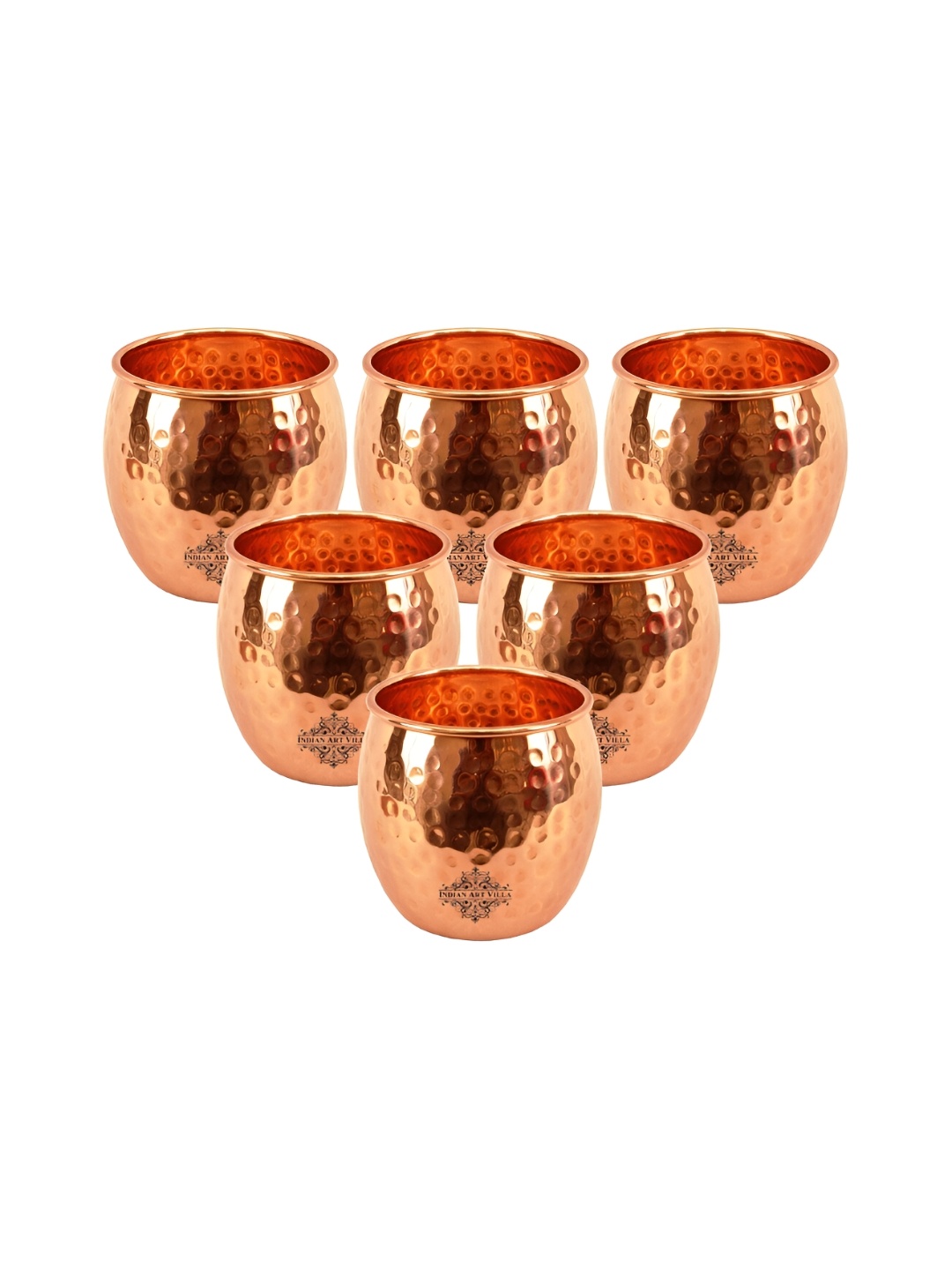 

INDIAN ART VILLA Brown 6 Pieces Copper Water or Juice Glass 590 ml each