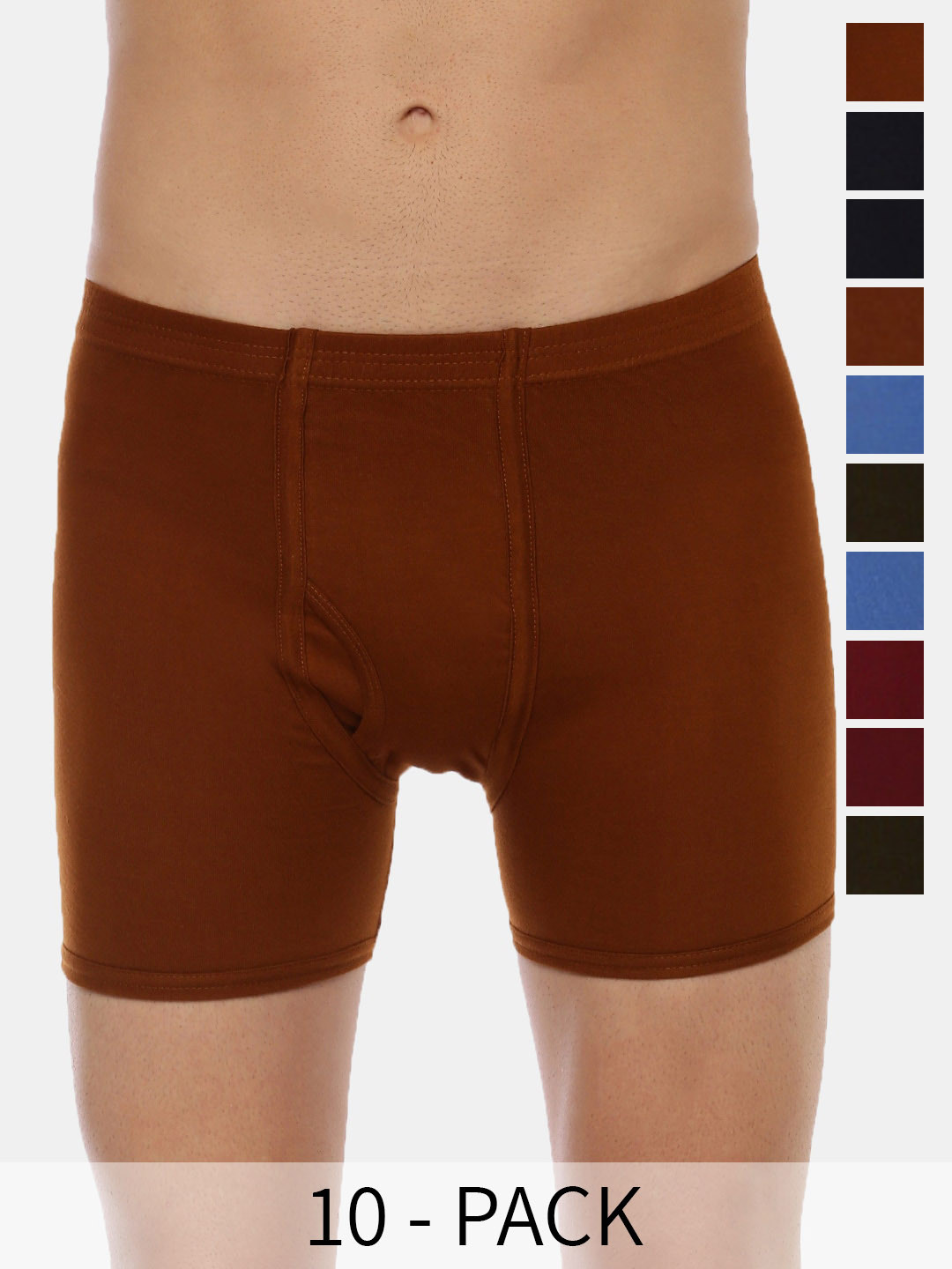 

Dollar Pack Of 10 Assorted Mid-Rise Pure Cotton Trunks MLHTR-05-PO10-ASST