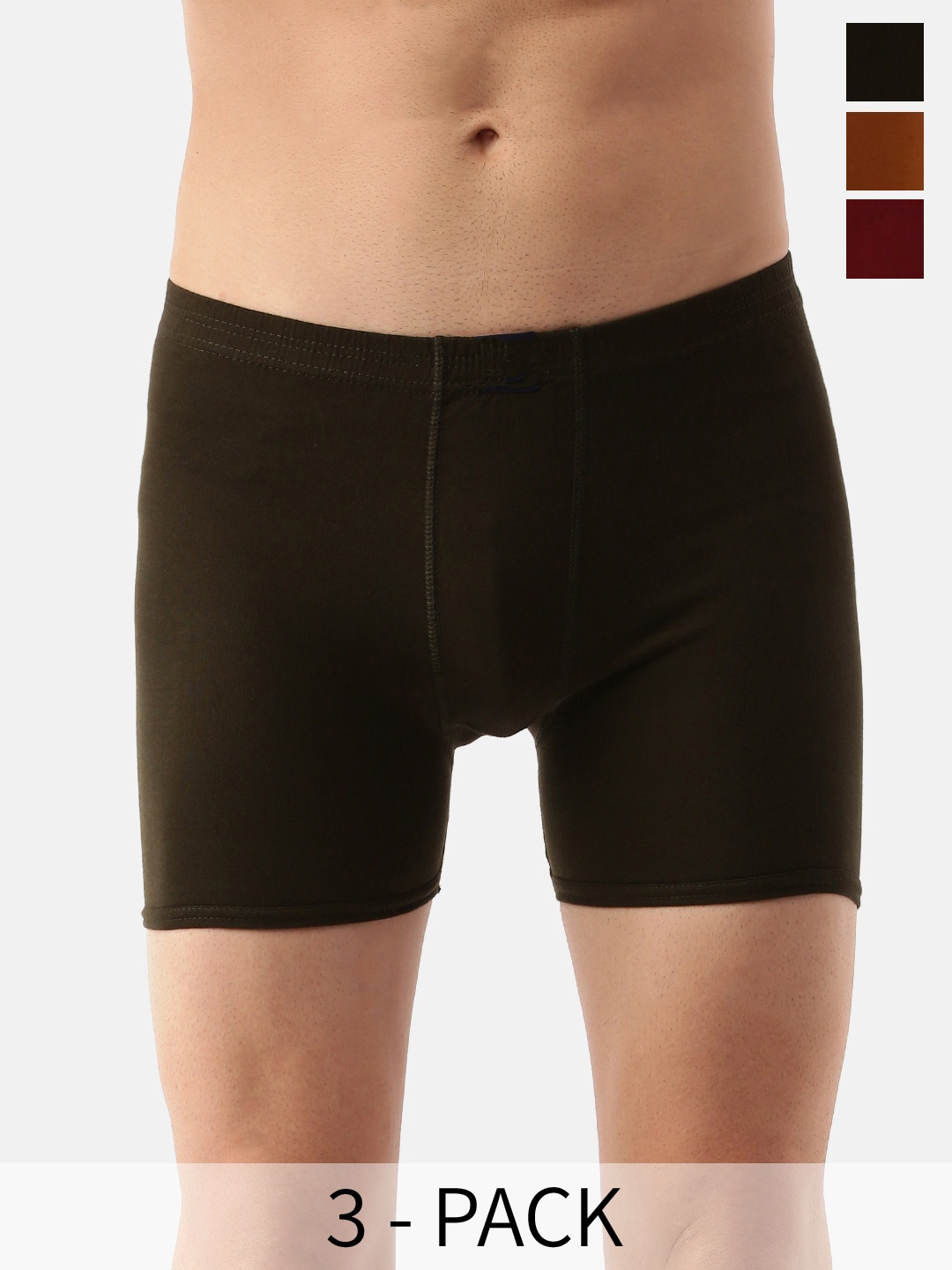

Dollar Pack Of 3 Assorted Mid-Rise Pure Cotton Trunks MLHTR-05-PO3-ASST