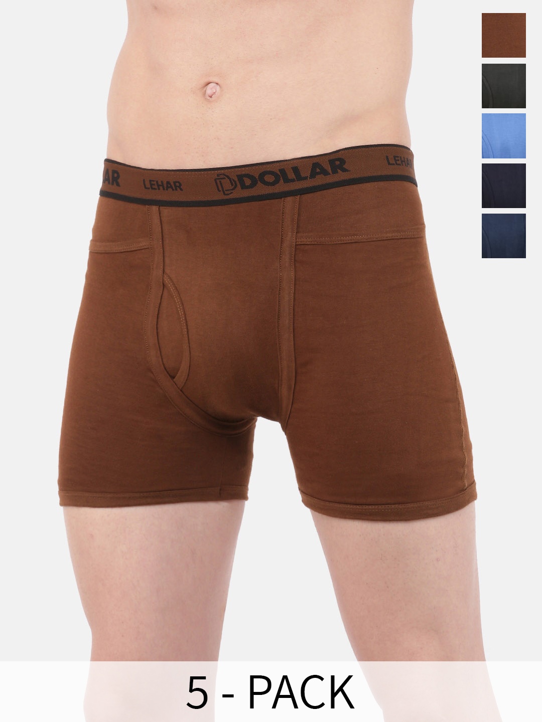 Dollar Pack Of 5 Mid-Rise Assorted Pure Cotton Trunks MLHTR-04-PO5-ASST