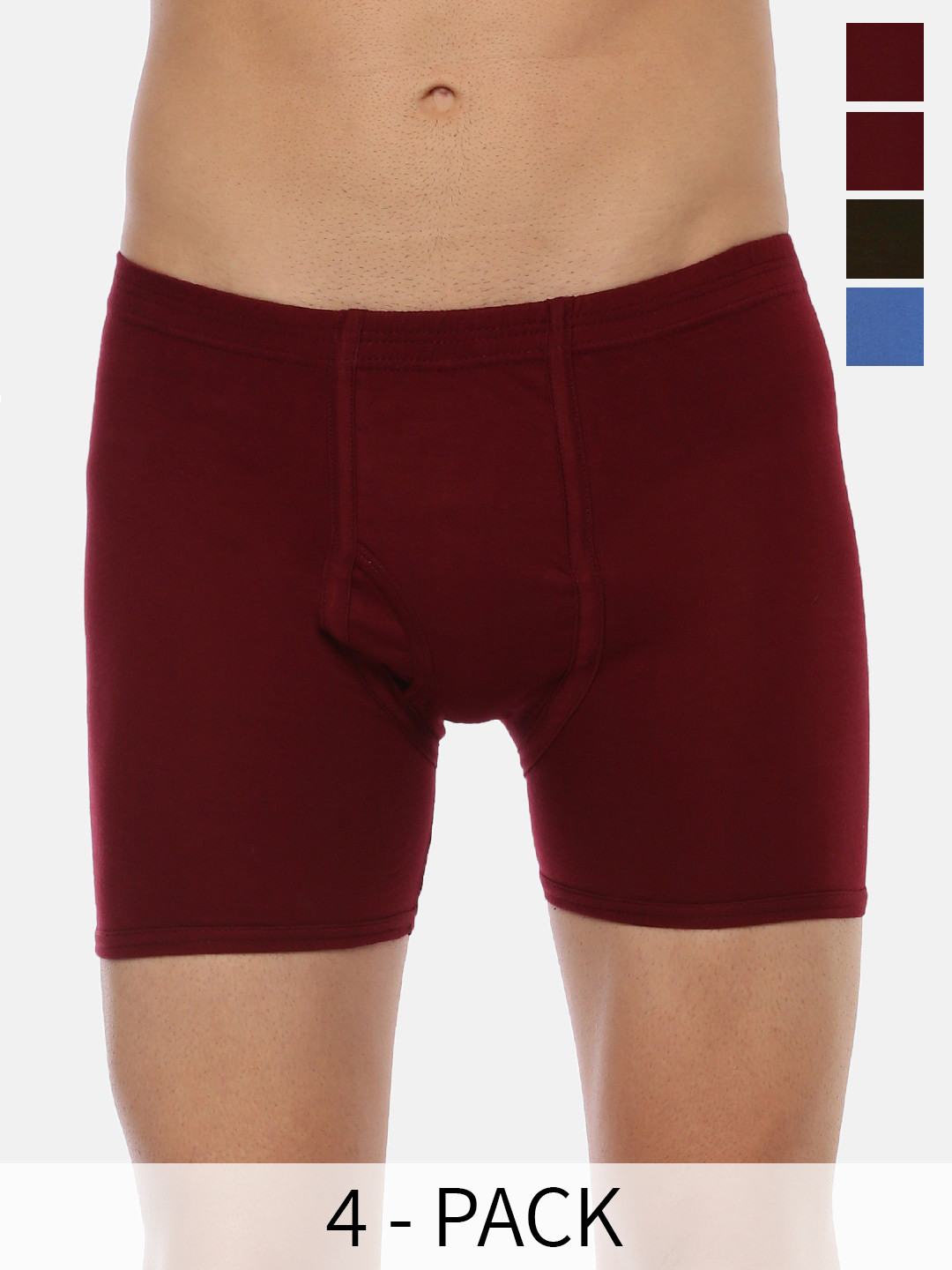 Dollar Pack Of 4 Assorted Mid-Rise Pure Cotton Trunks MLHTR-05-PO4-ASST4