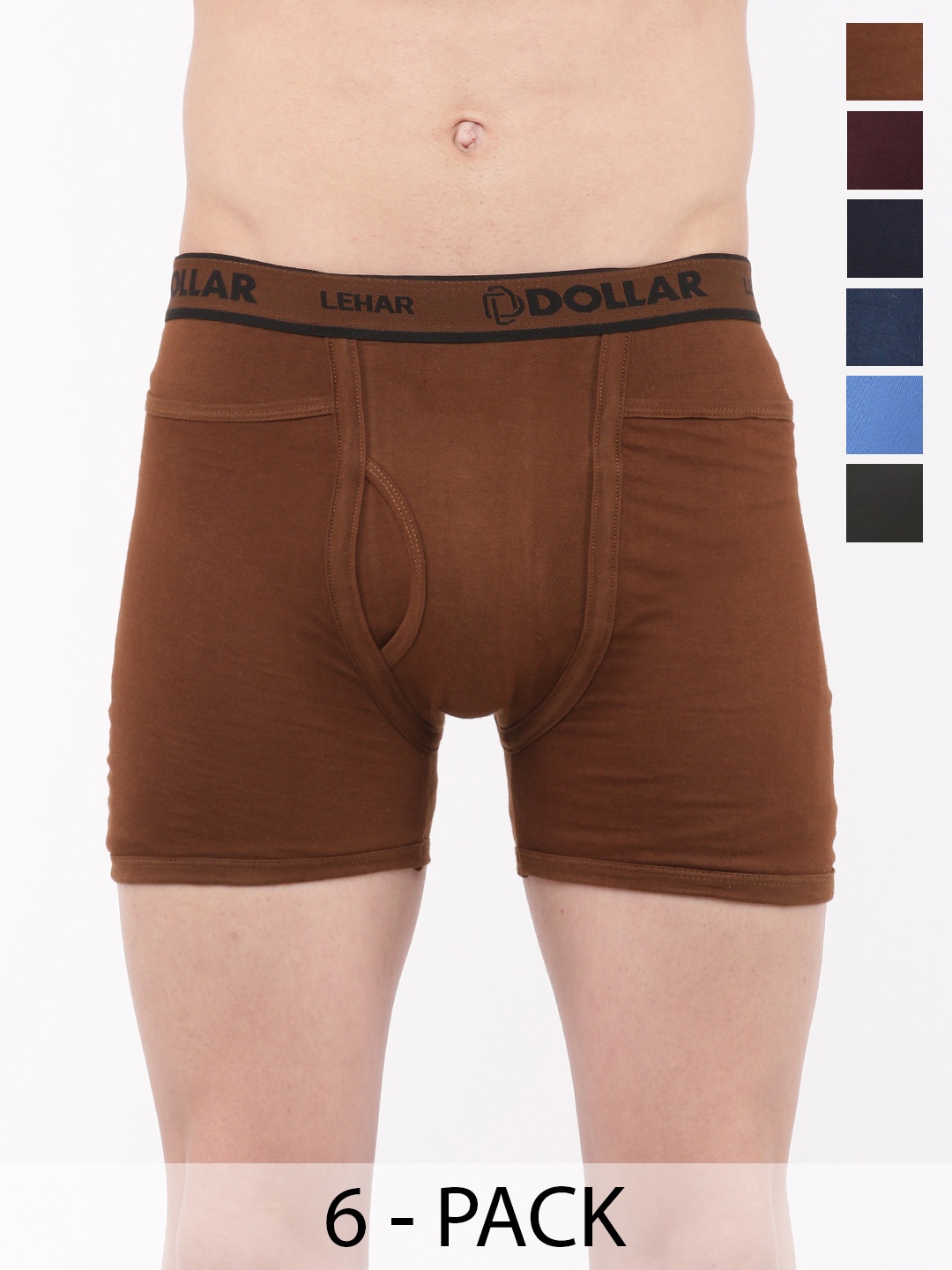Dollar Pack Of 6 Mid-Rise Assorted Pure Cotton Trunks