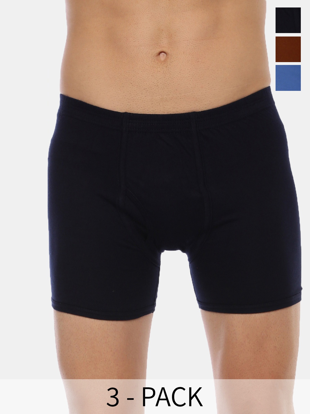 

Dollar Pack Of 3 Assorted Mid-Rise Pure Cotton Trunks MLHTR-05-PO3-ASST2
