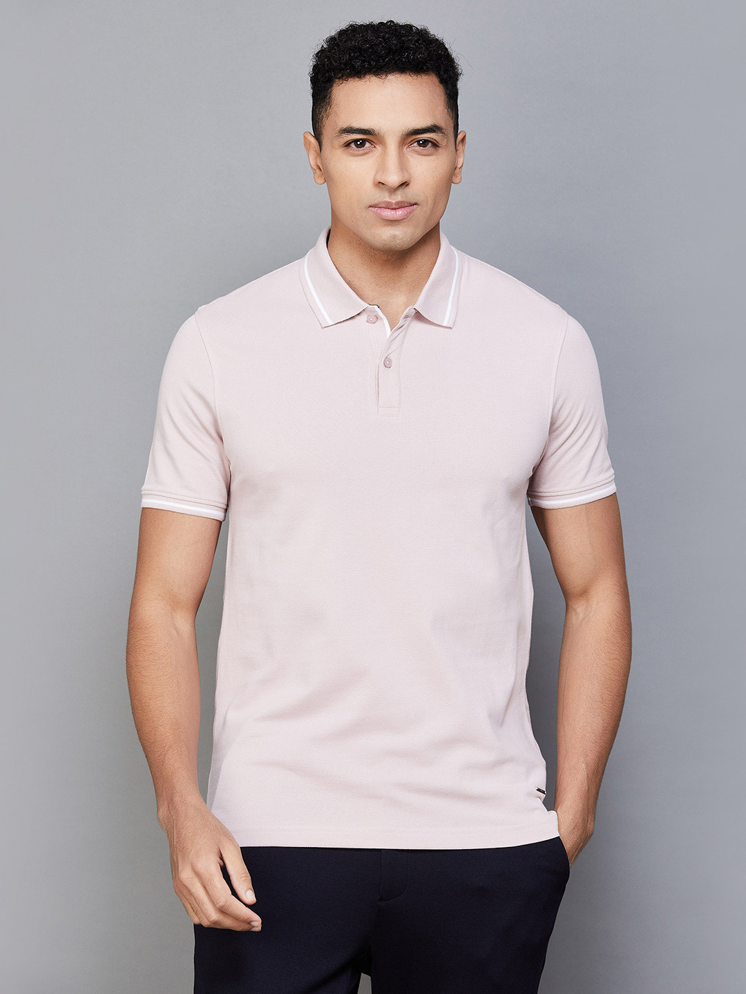 

CODE by Lifestyle Polo Collar Short Sleeves Cotton Regular T-shirt, Pink