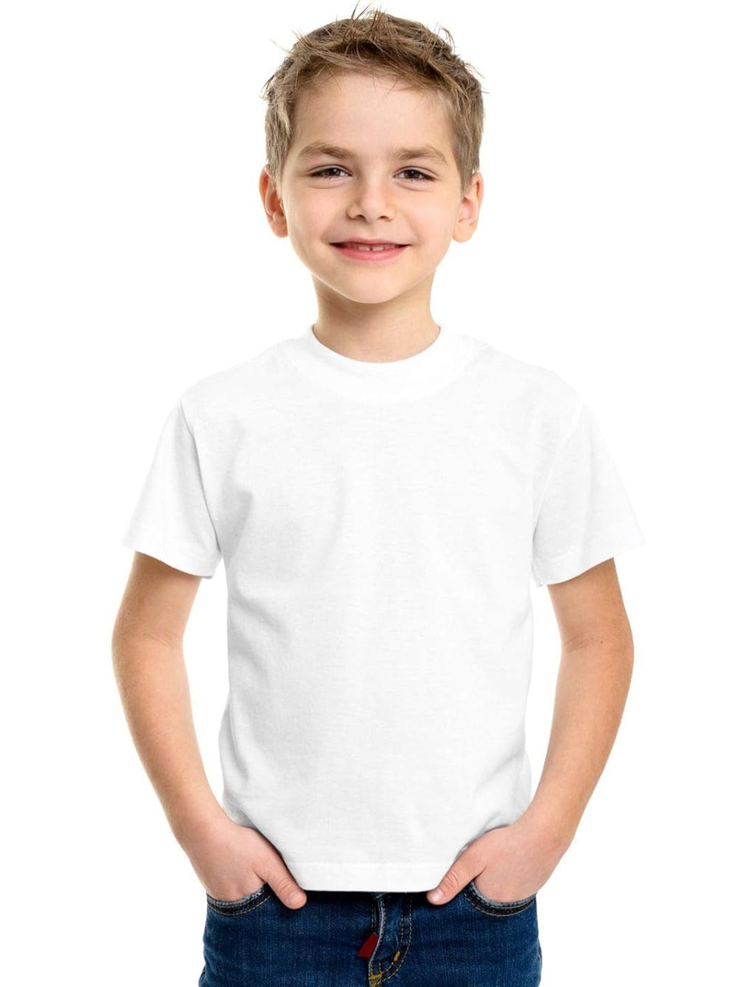BAESD Boys Round Neck T-shirt, White