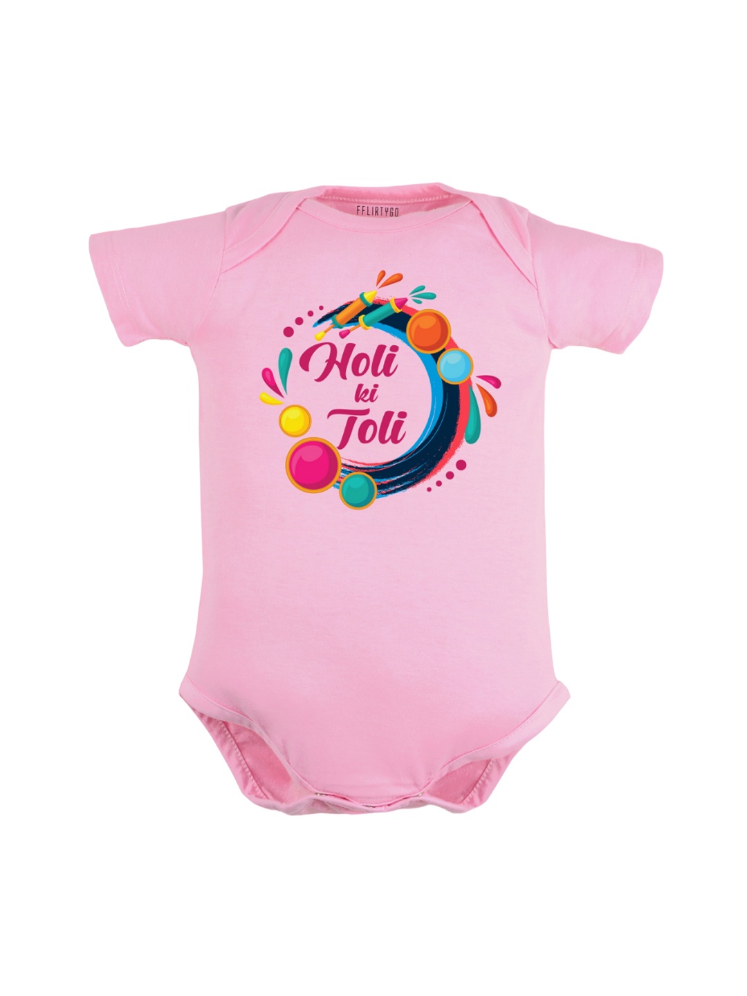 

FFLIRTYGO Infants Holi Printed Pure Cotton Bodysuit, Pink