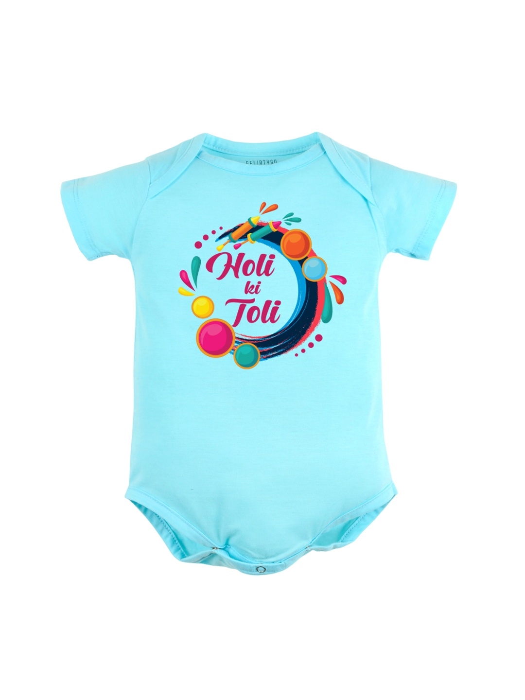 

FFLIRTYGO Infants Printed Envelop Neck Cotton Bodysuit, Turquoise blue