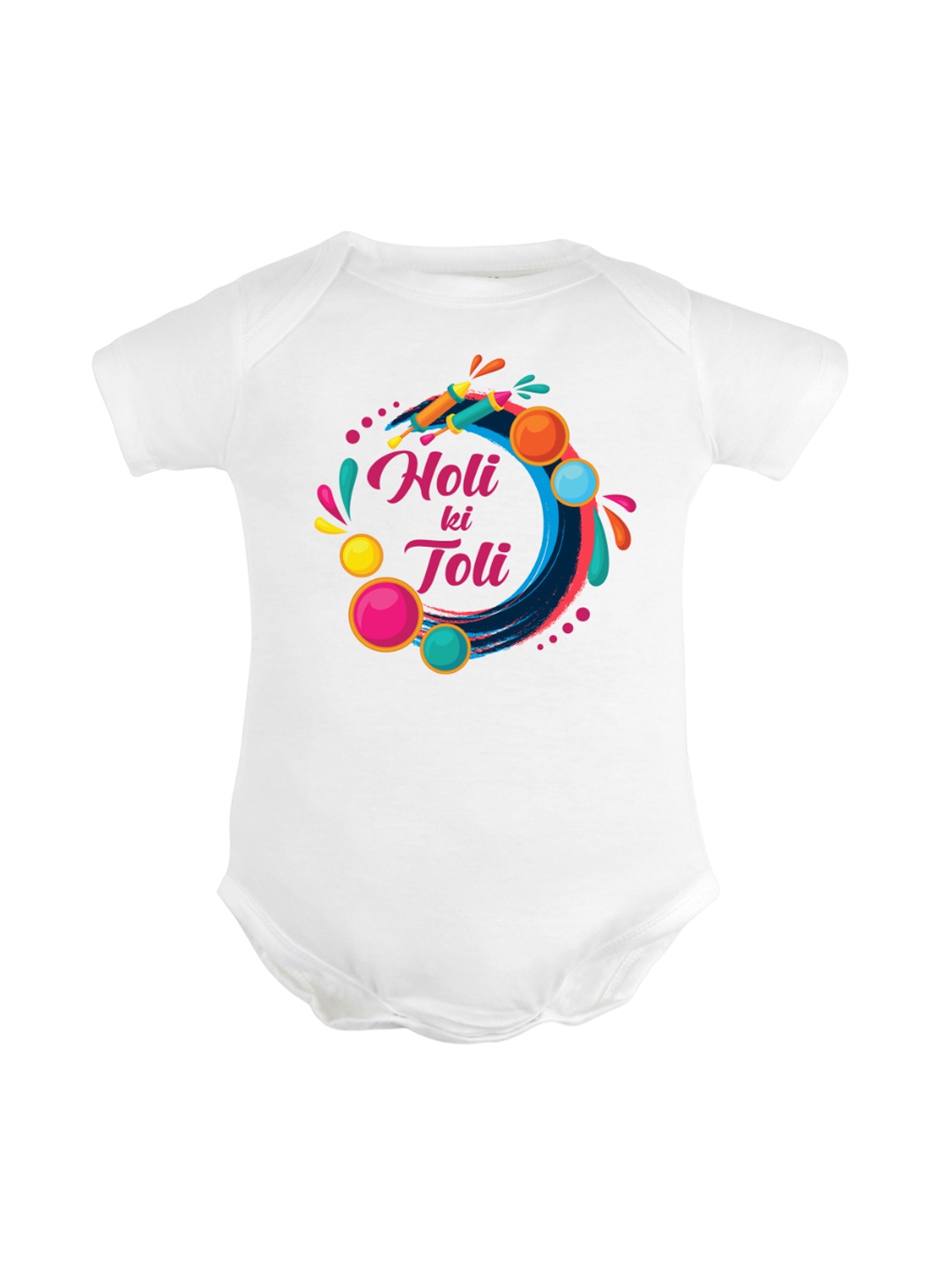 

FFLIRTYGO Infants Holi Printed Pure Cotton Bodysuit, White