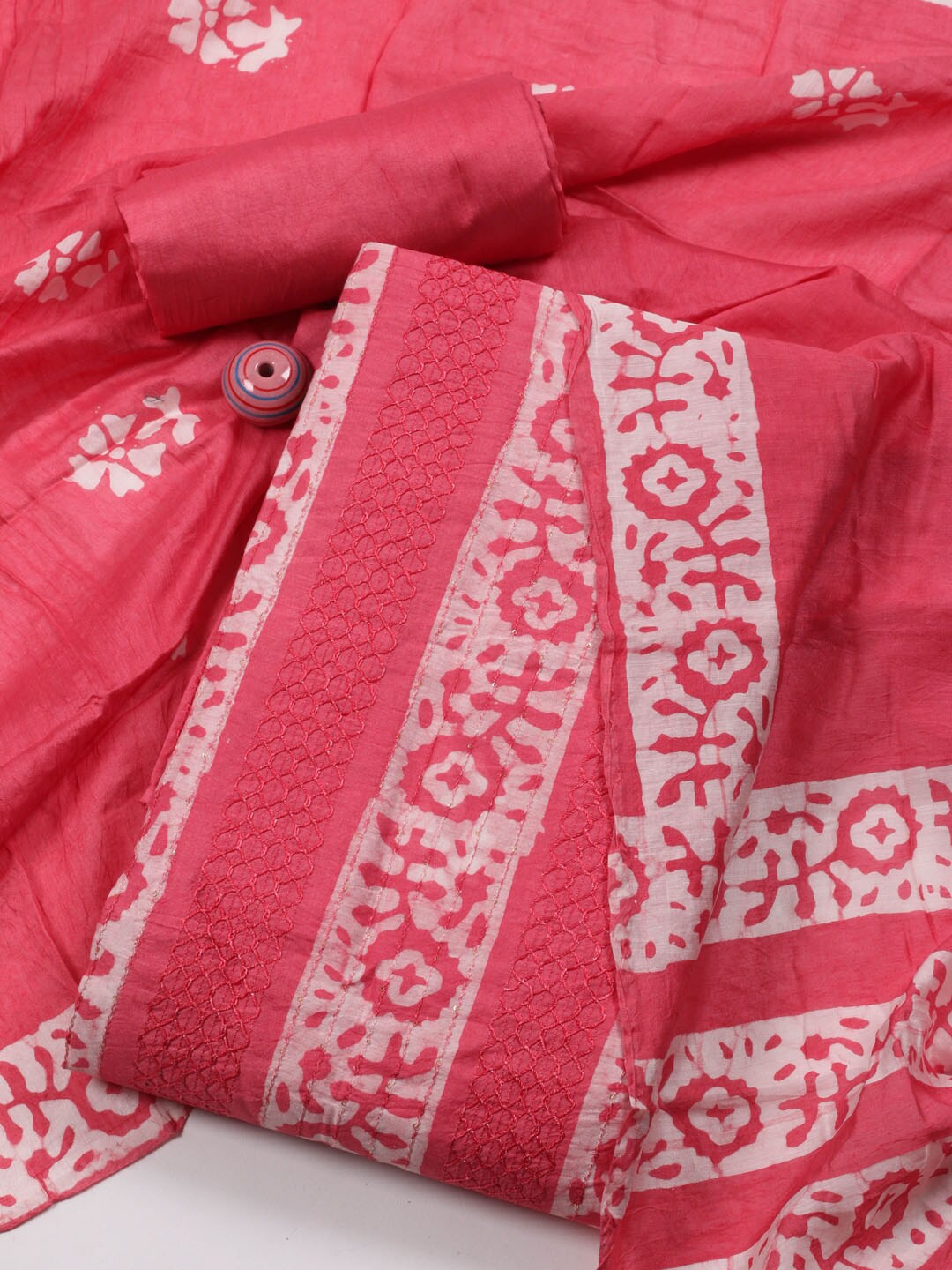 

Meena Bazaar Printed Unstitched Dress Material, Pink