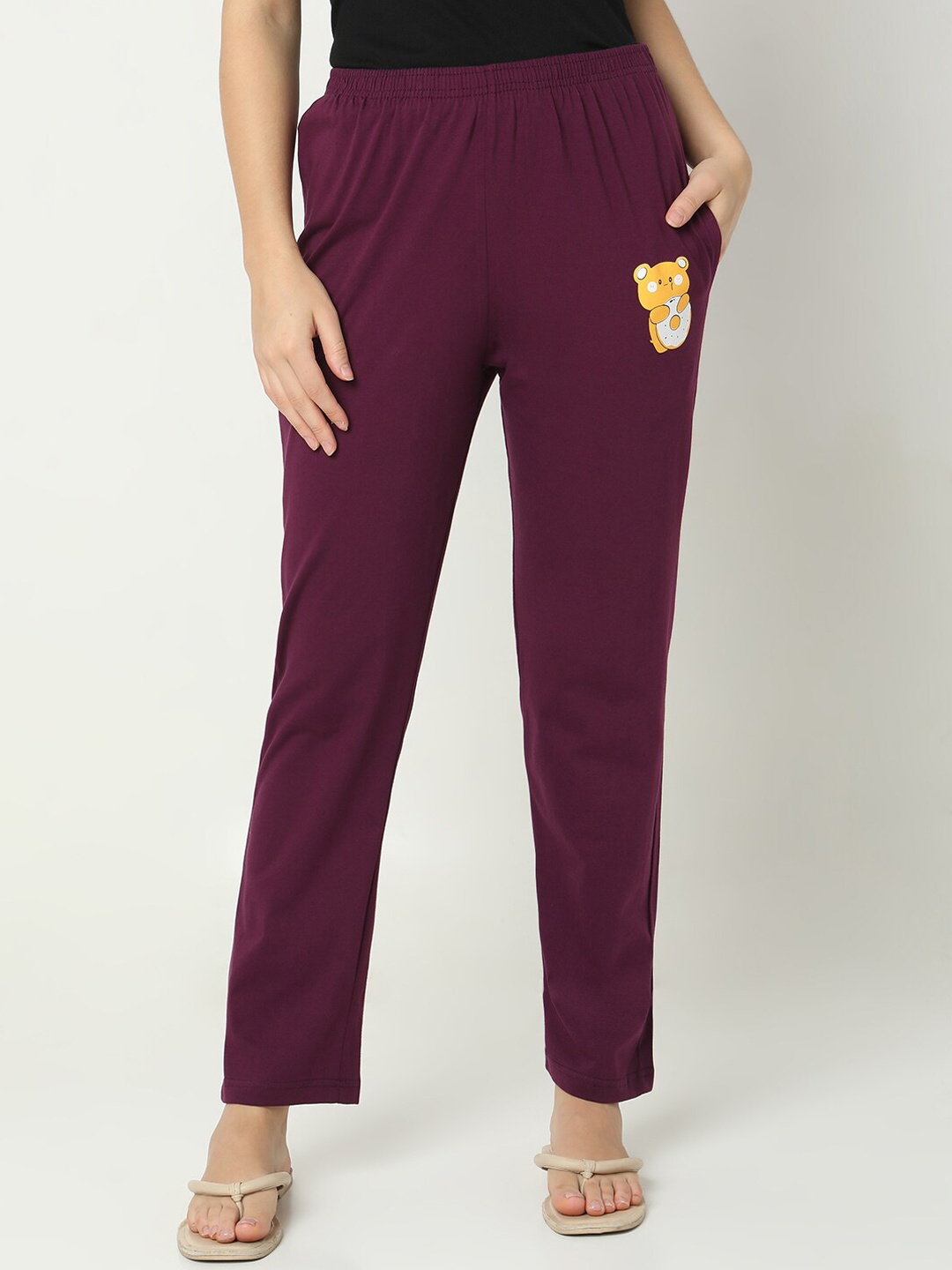 

Smarty Pants Women Mid-Rise Straight Lounge Pants, Burgundy