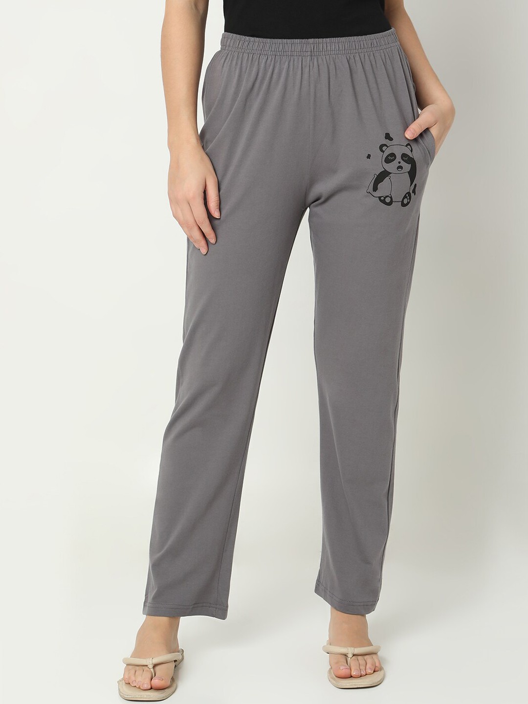 

Smarty Pants Mid-Rise Cotton Lounge Pants, Grey