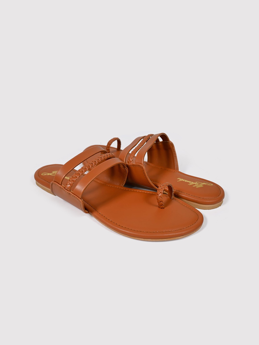 

yellowsoles Open Toe One Toe Flats, Tan