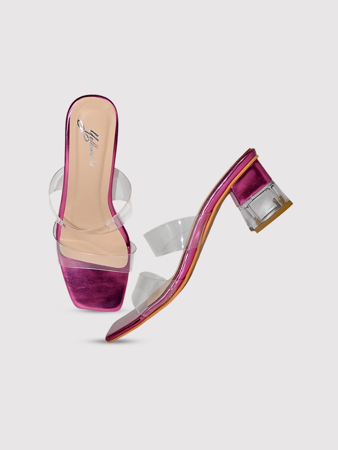 

yellowsoles Open Toe Block Heels, Transparent