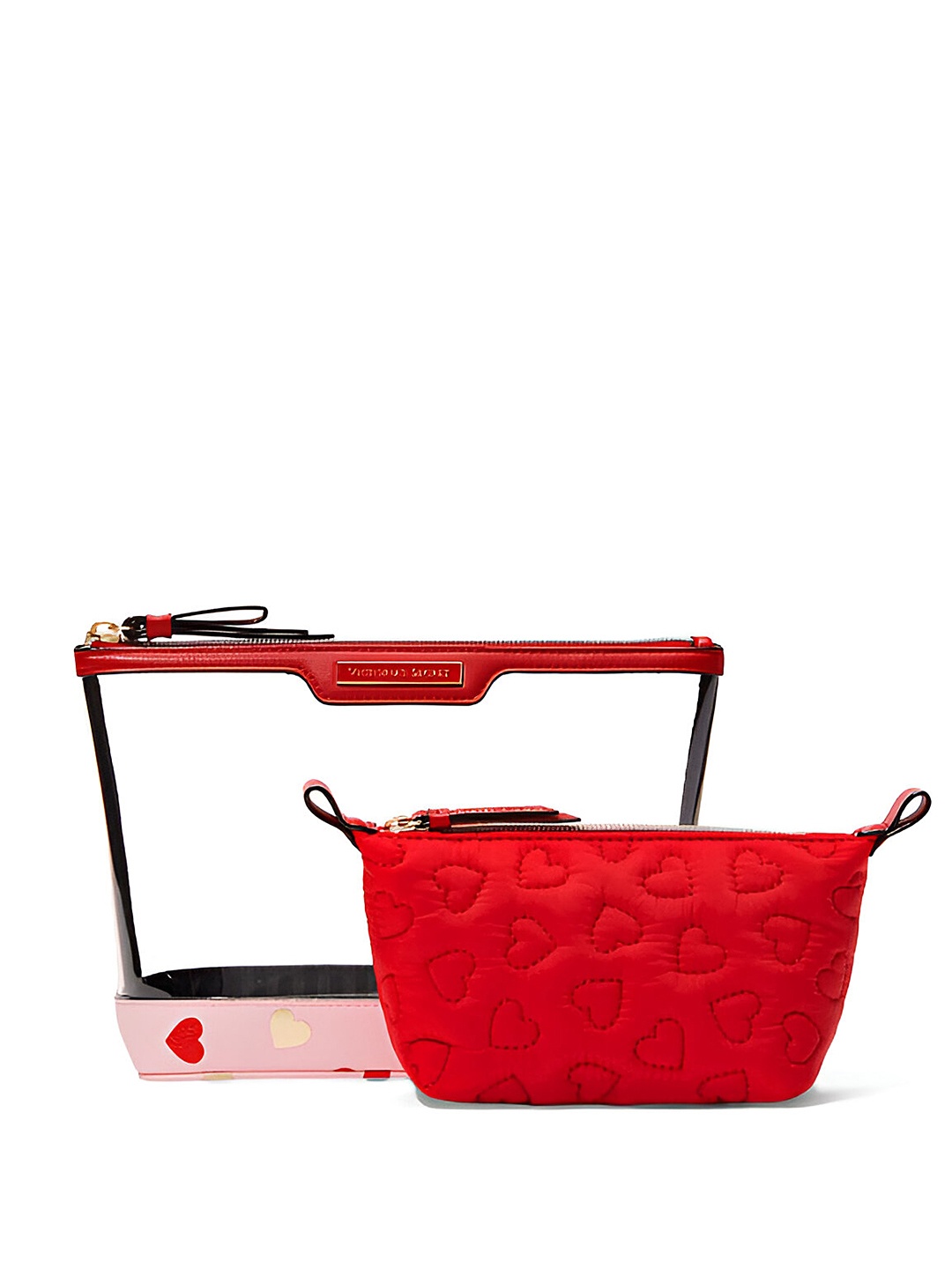 

Victoria's Secret Set of 2 Printed Vanity Bag Travel Accessory, Red