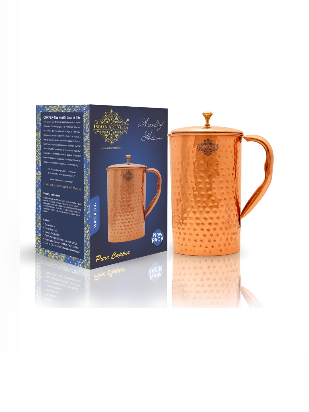 

INDIAN ART VILLA Copper Textured Water Jugs 2 L