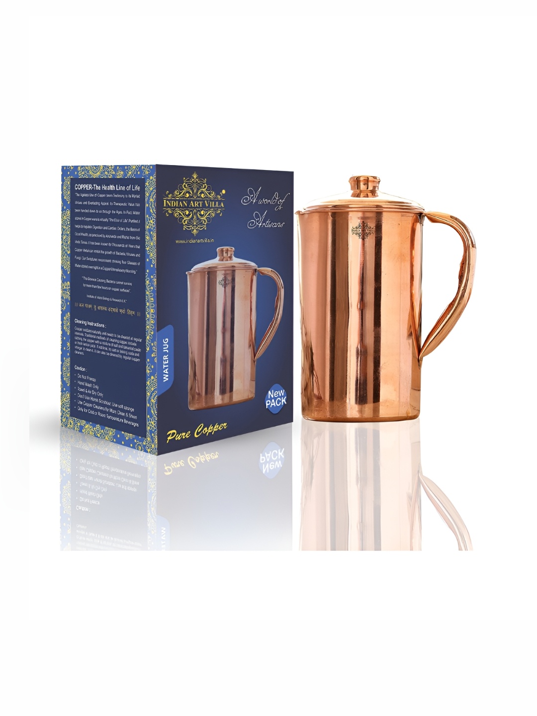 

INDIAN ART VILLA Brown Food-Safe Copper Water Jugs 1l