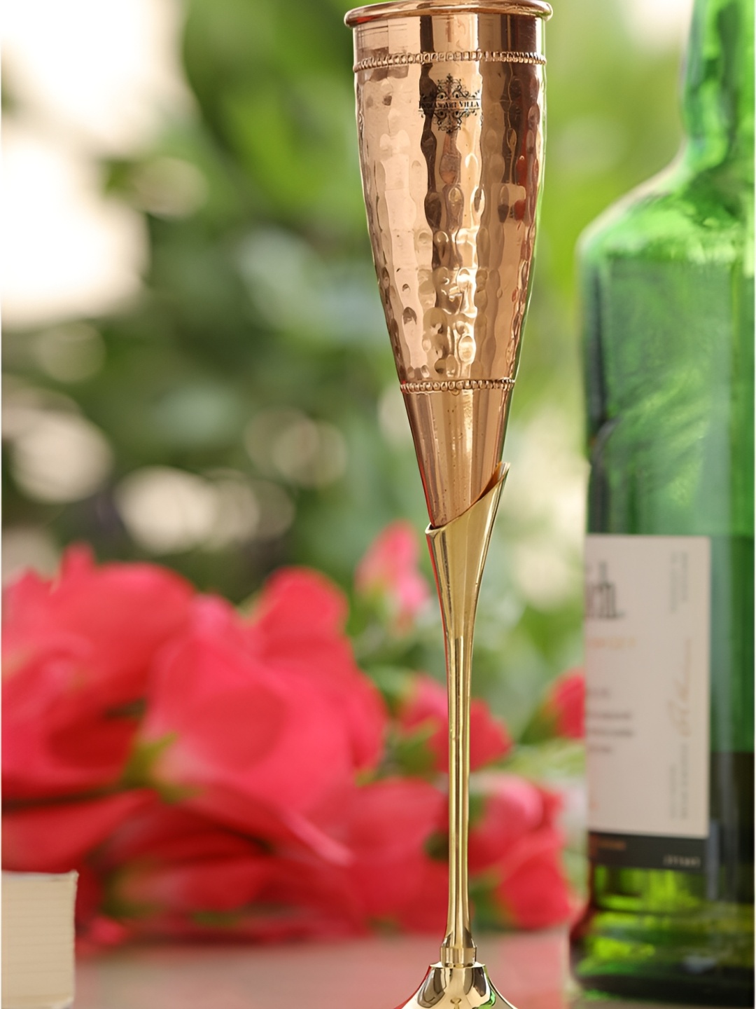 

INDIAN ART VILLA Brown Food-Safe Copper Champagne Glass