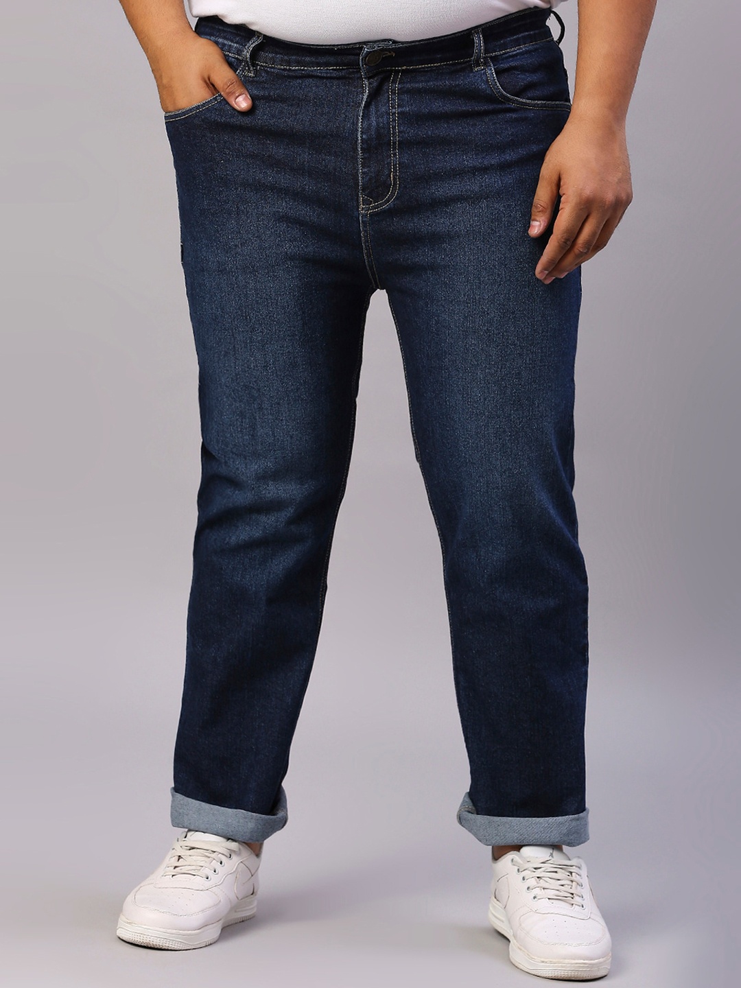 

ZUSH Men Plus Size Mid-Rise Light Fade Stretchable Jeans, Blue