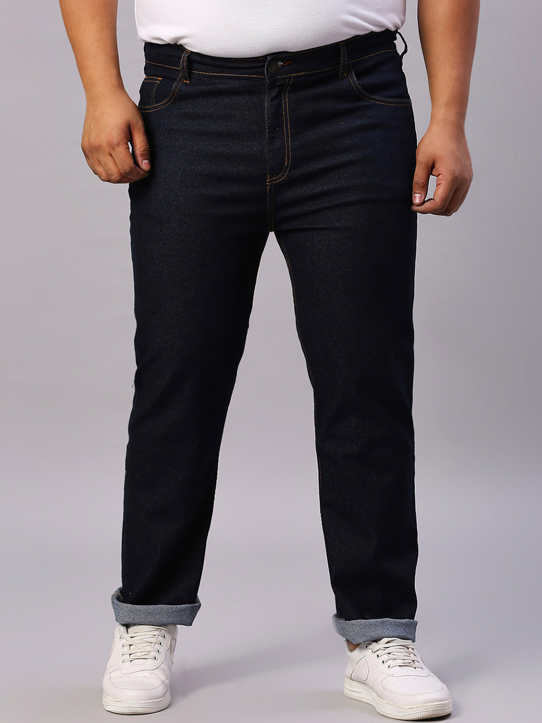

ZUSH Men Plus Size Mid-Rise Light Fade Stretchable Jeans, Blue