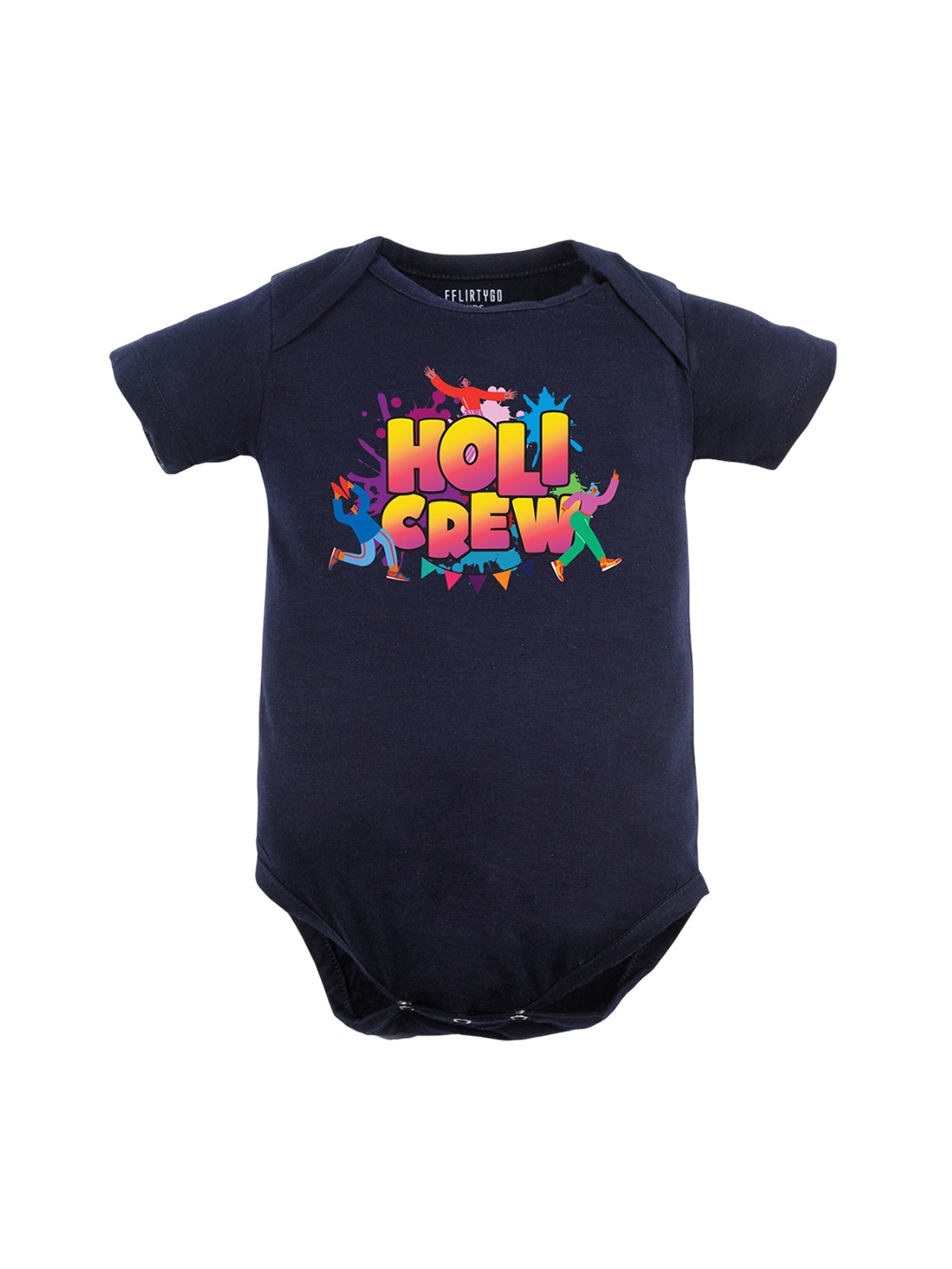 

FFLIRTYGO Infants Holi Special Printed Cotton Bodysuit, Navy blue