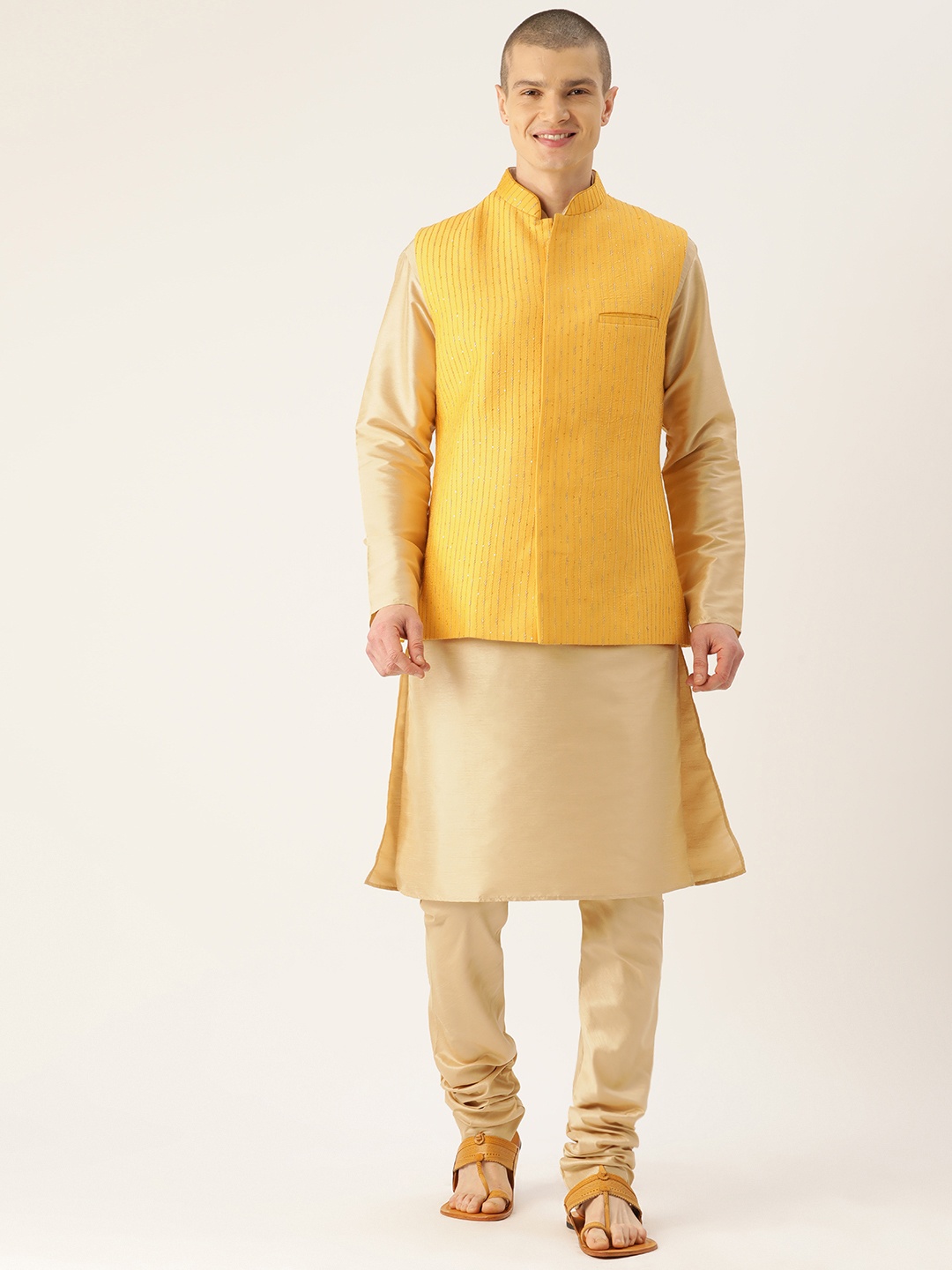 

Simaaya Men Regular Kurta with Churidar & With Nehru Jacket, Multi