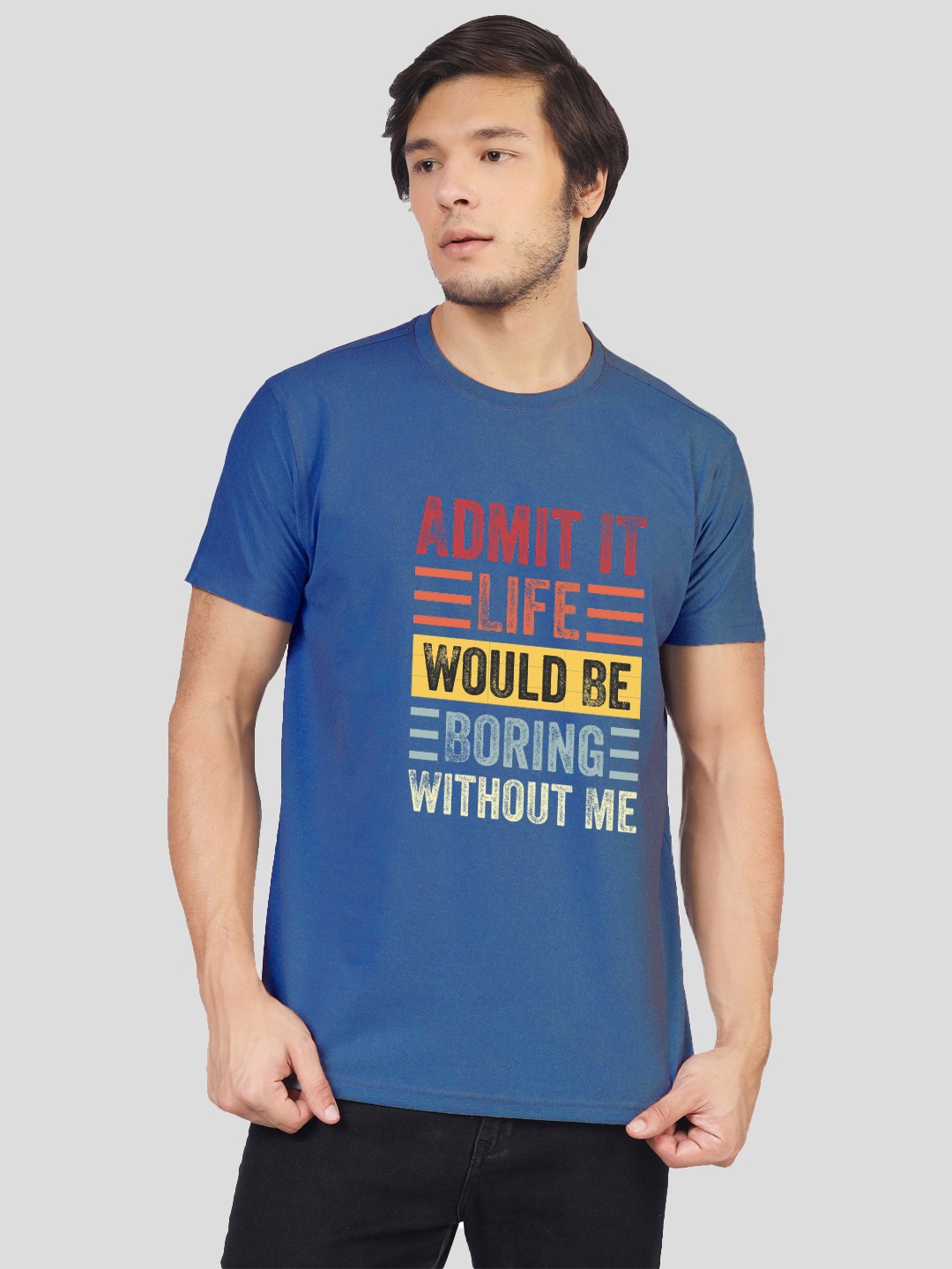 

Greylongg Typography Printed T-shirt, Blue