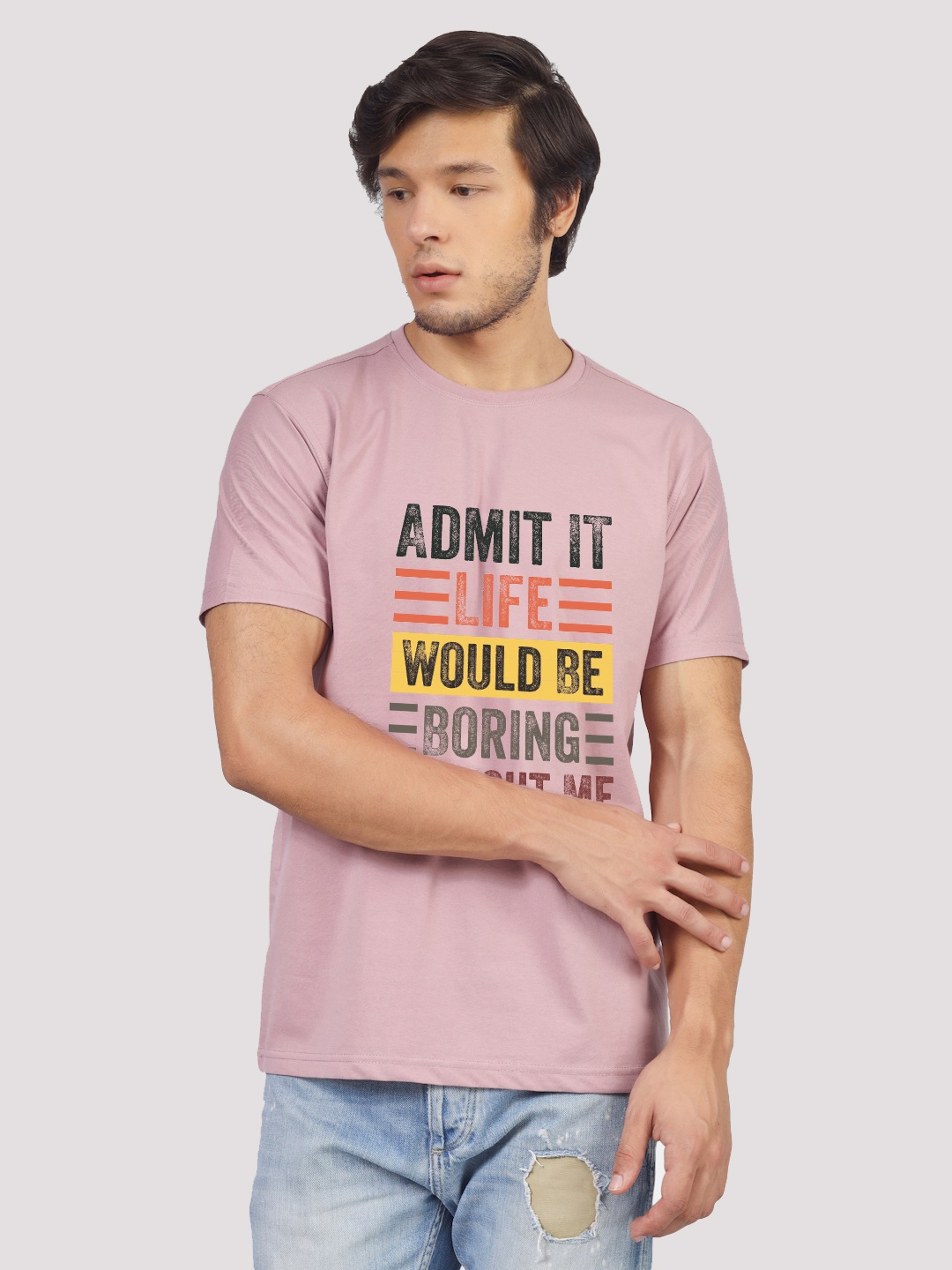 

Greylongg Yorksteadd 2076 Typography Printed Round Neck T-shirt, Purple