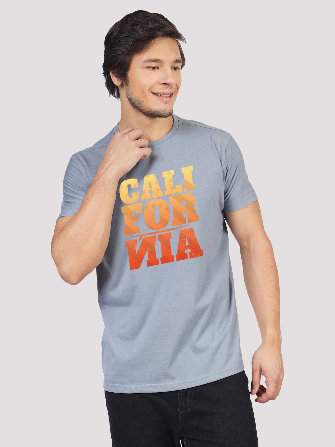 Greylongg Typography Printed T-shirt, Grey