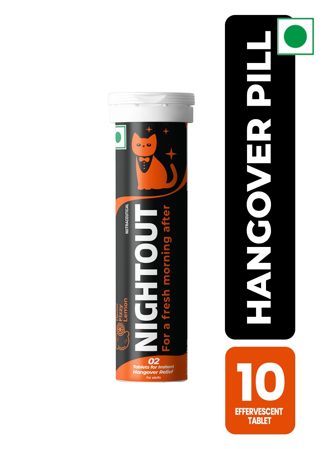 

FAST&UP Fizzy Lemon Flavoured Nightout Hangover Relief Tablets - 10 Tablets, Black