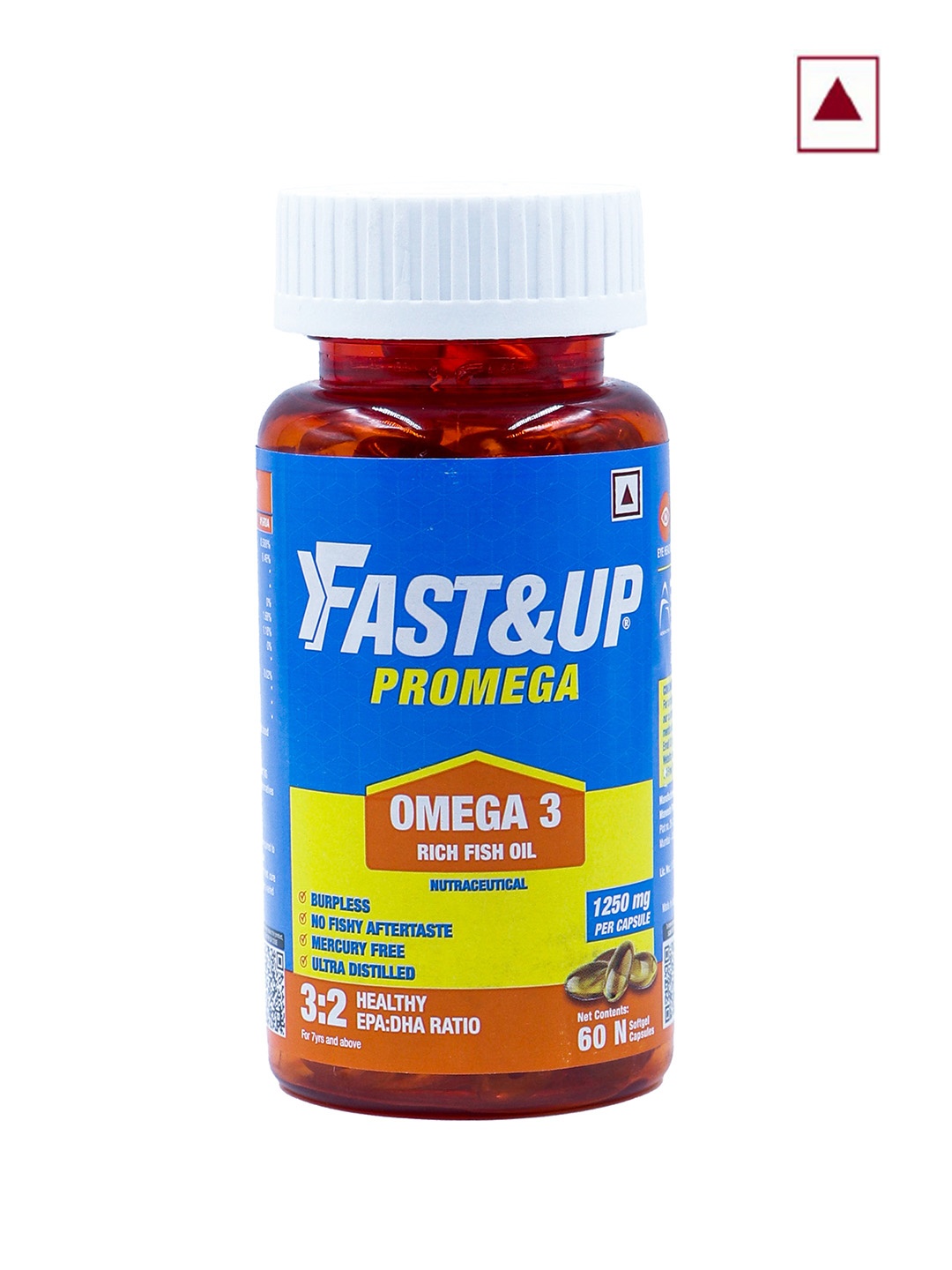 

FAST&UP Promega with Double Strength 1250 mg Omega-3 Rich Fish Oil - 60 Capsules, White