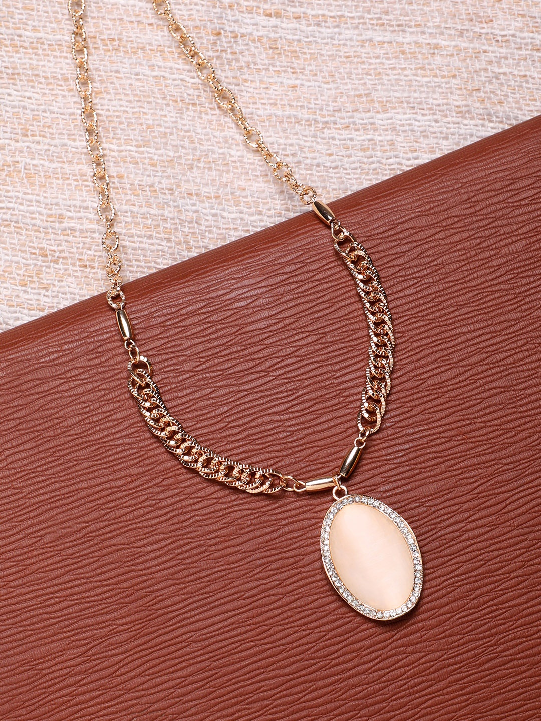 SOHI Artificial Stones Silver Plated Necklace, Gold