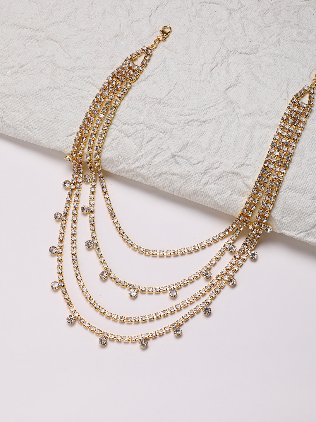 

SOHI Artificial Stones Gold Plated Layered Necklace