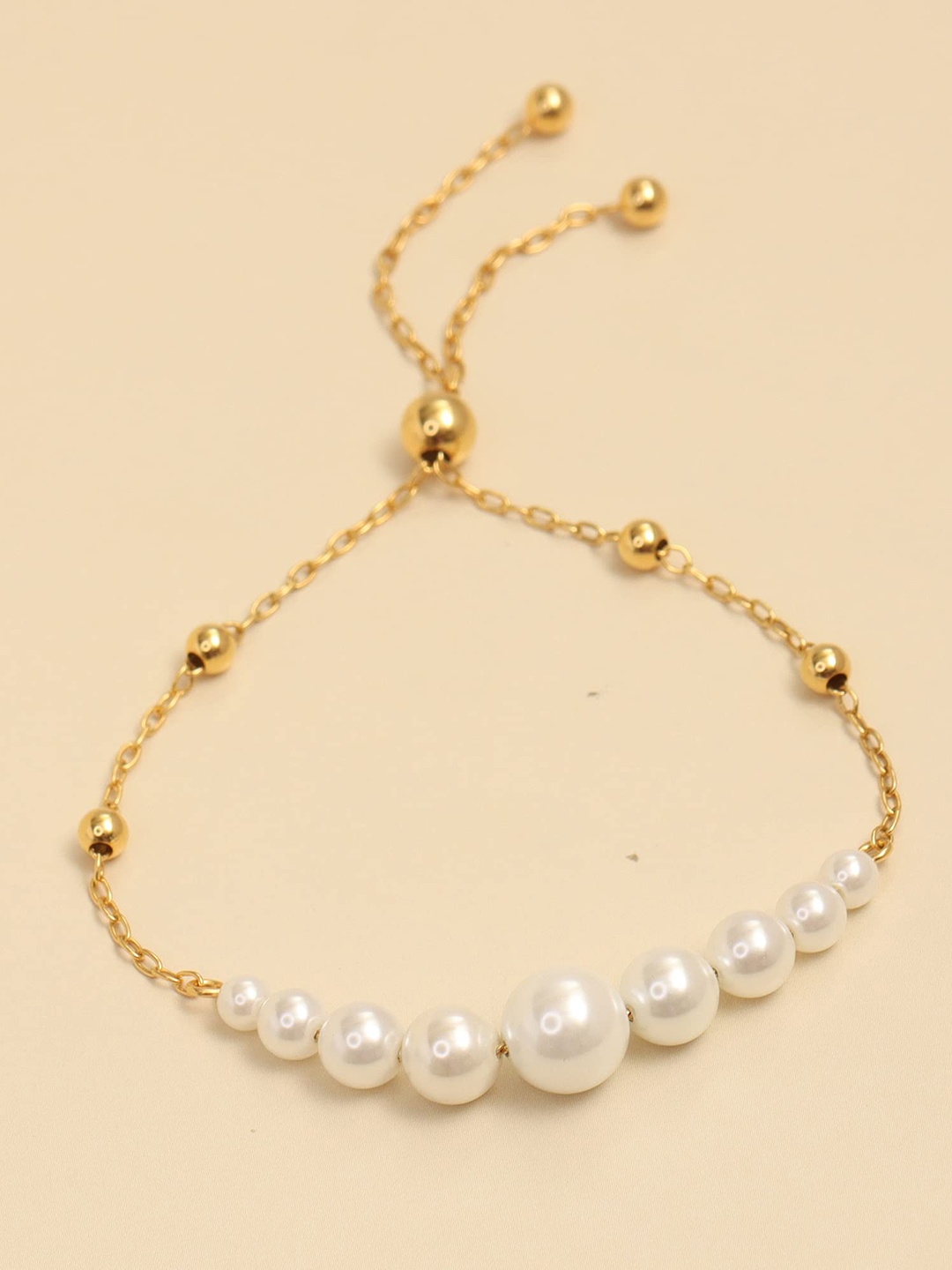 

LeCalla Gold-Plated 925 Sterling Silver Pearl Beaded Link Bracelet