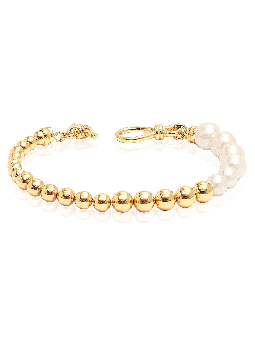 

LeCalla Gold-Plated 925 Sterling Silver Pearls Beaded Link Bracelet